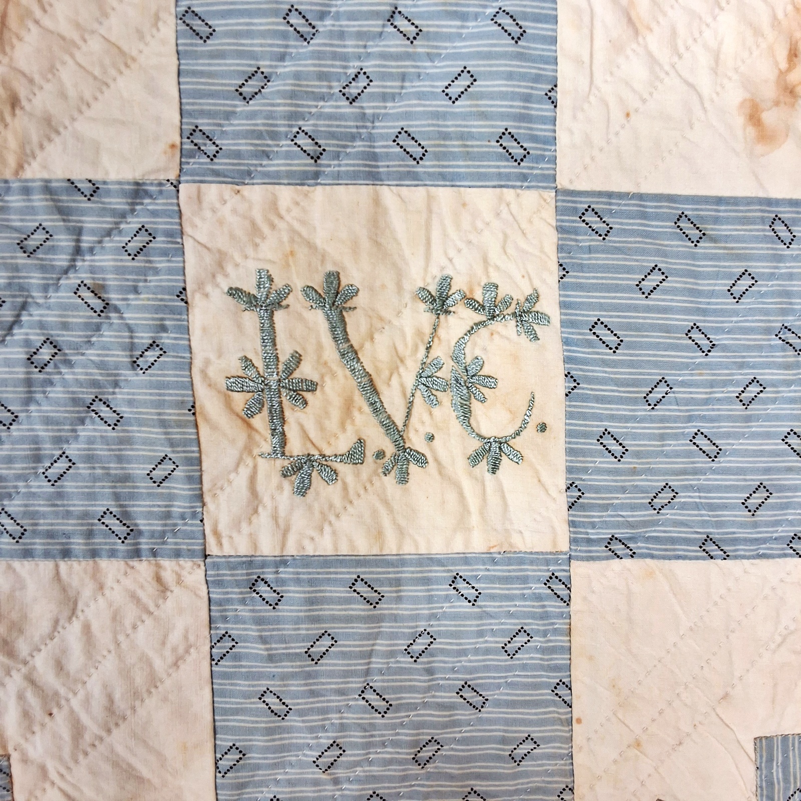 Antique c1890 Goose Tracks Friendship Quilt