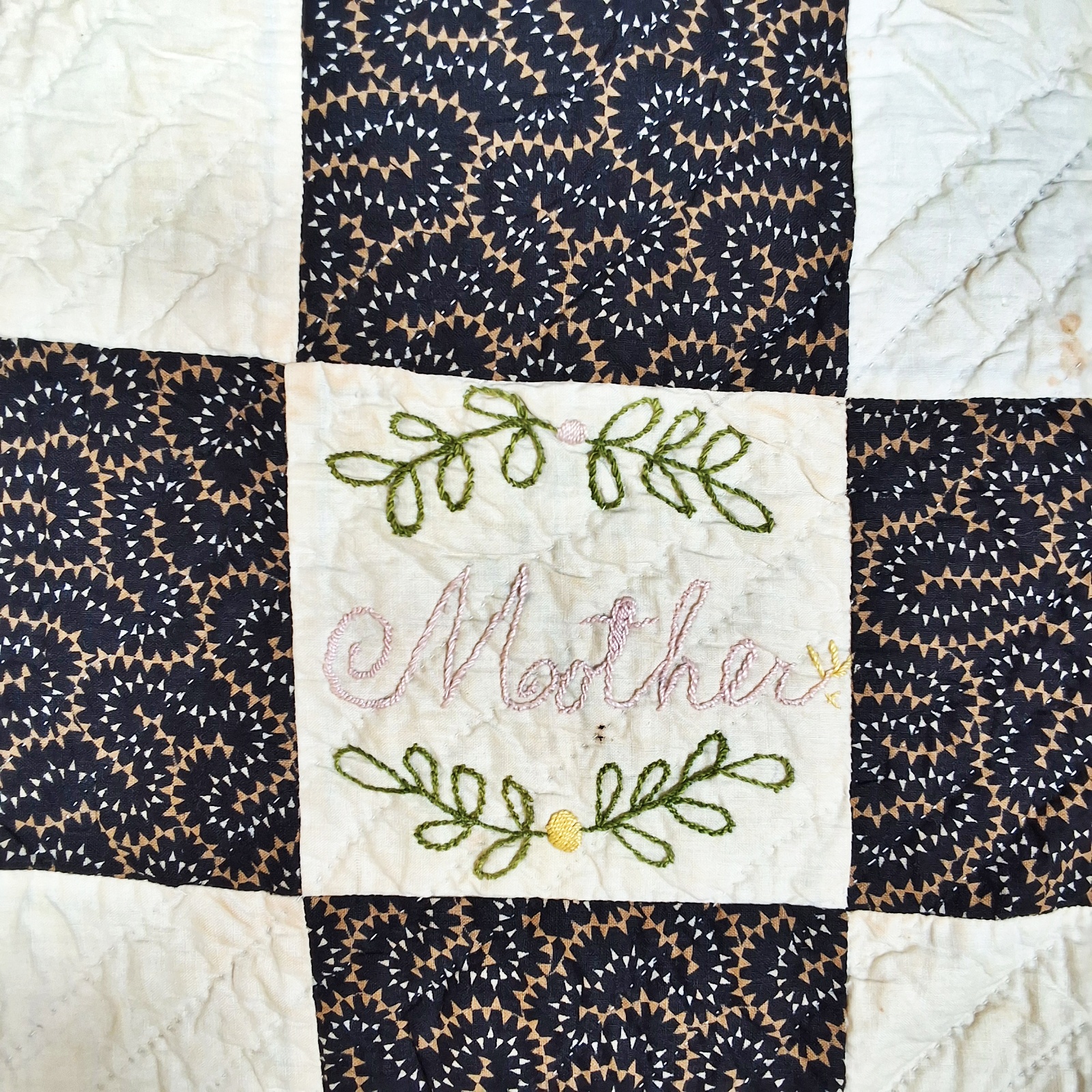Antique c1890 Goose Tracks Friendship Quilt