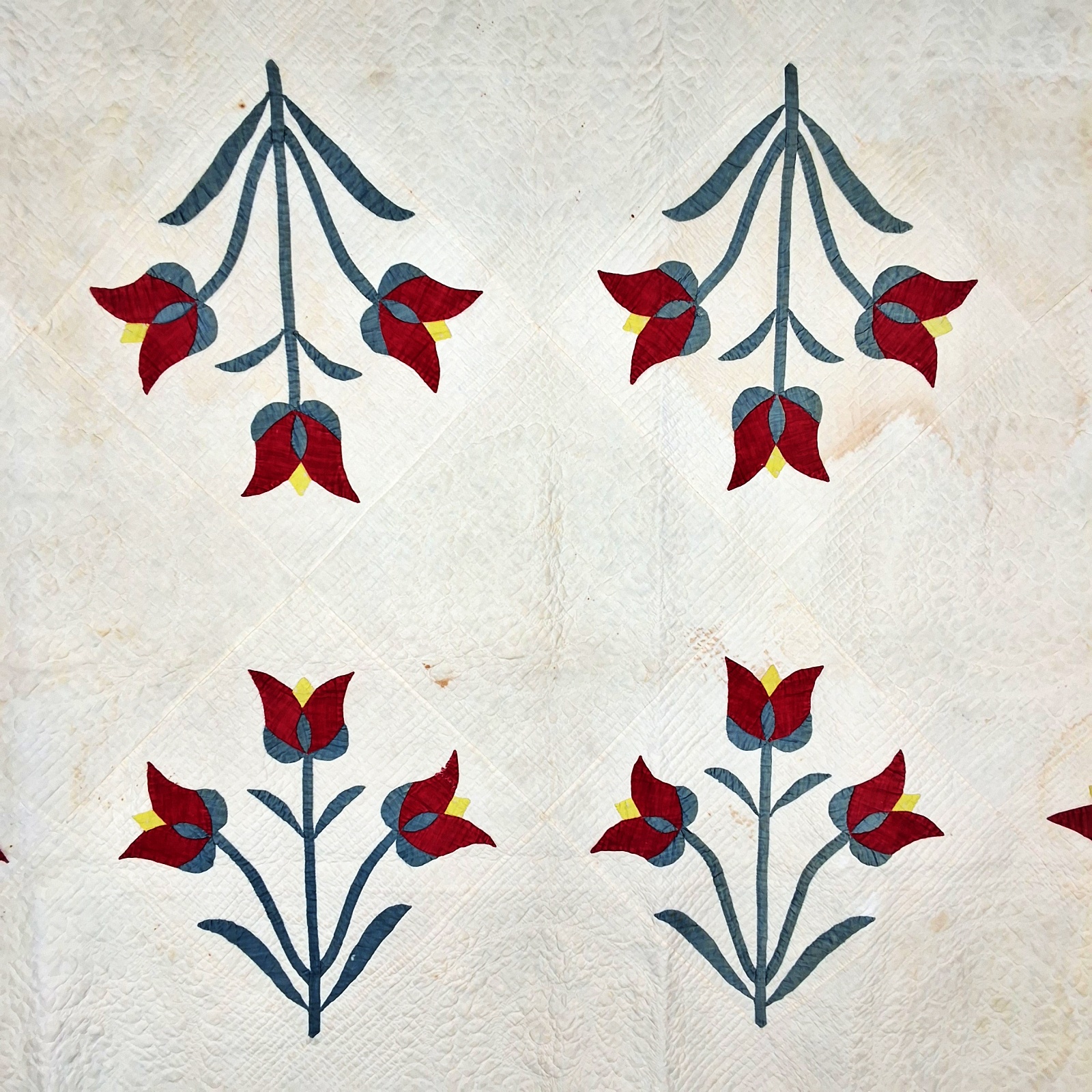 Antique c1850 Tulip Applique Quilt