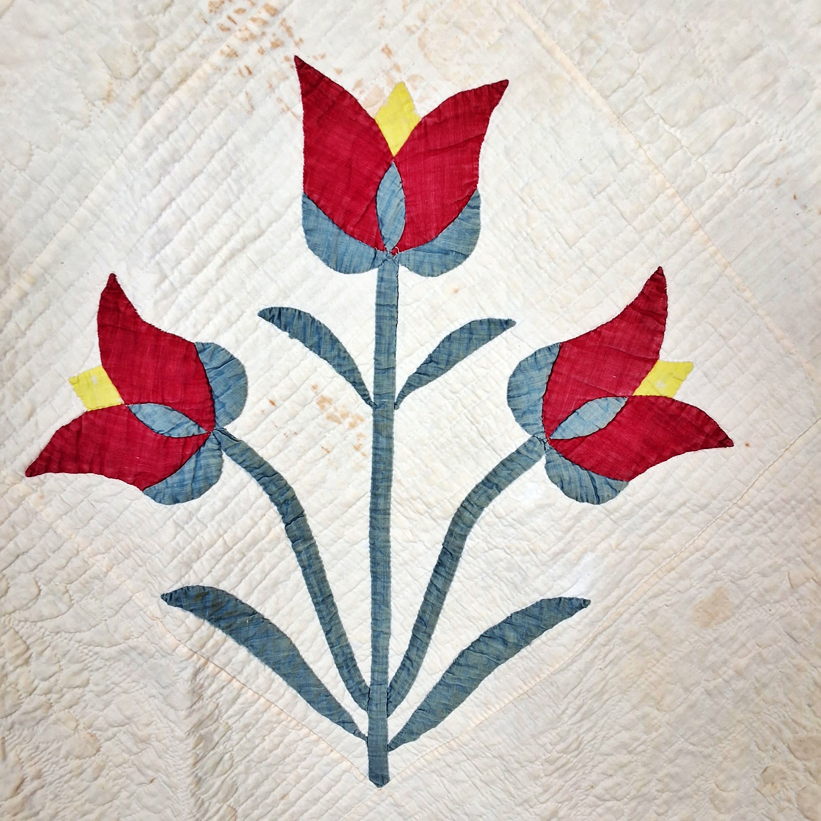 Antique c1850 Tulip Applique Quilt