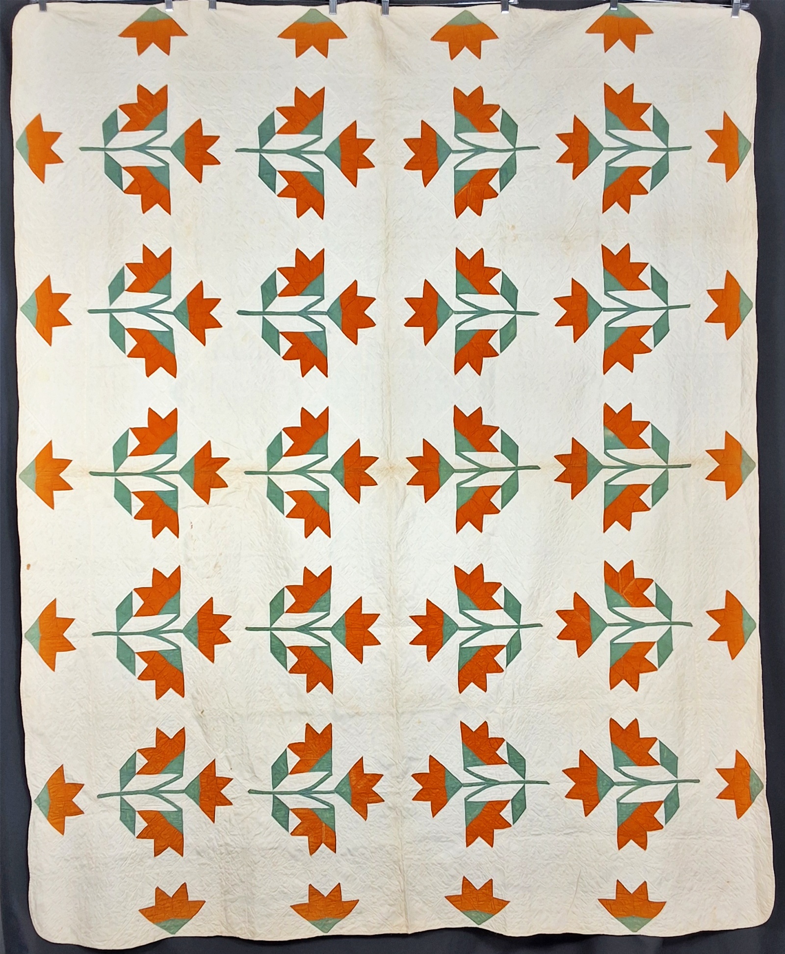 Antique c1880 Double Tulip Quilt