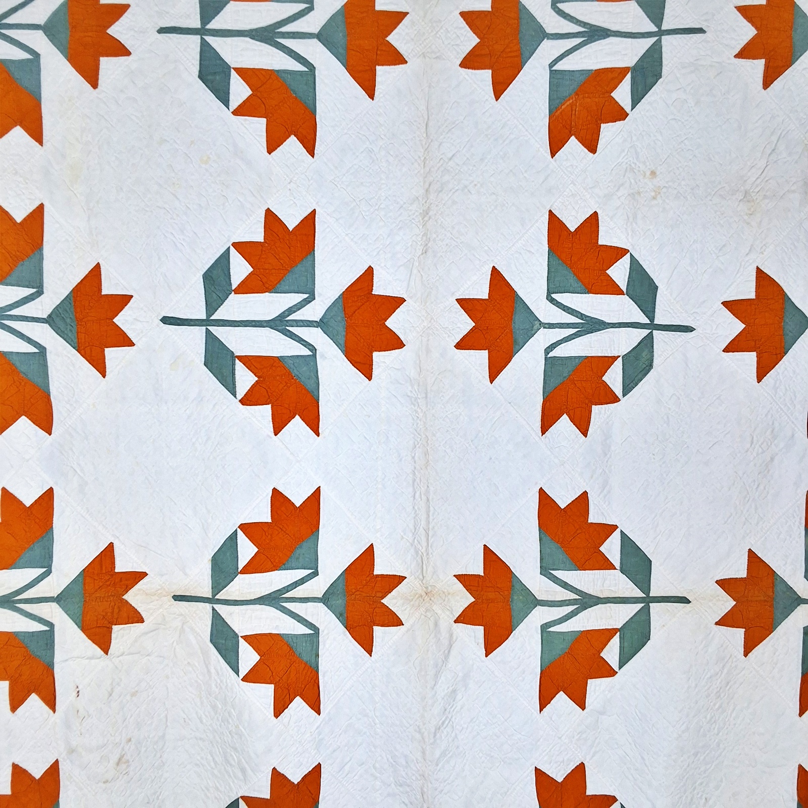 Antique c1880 Double Tulip Quilt