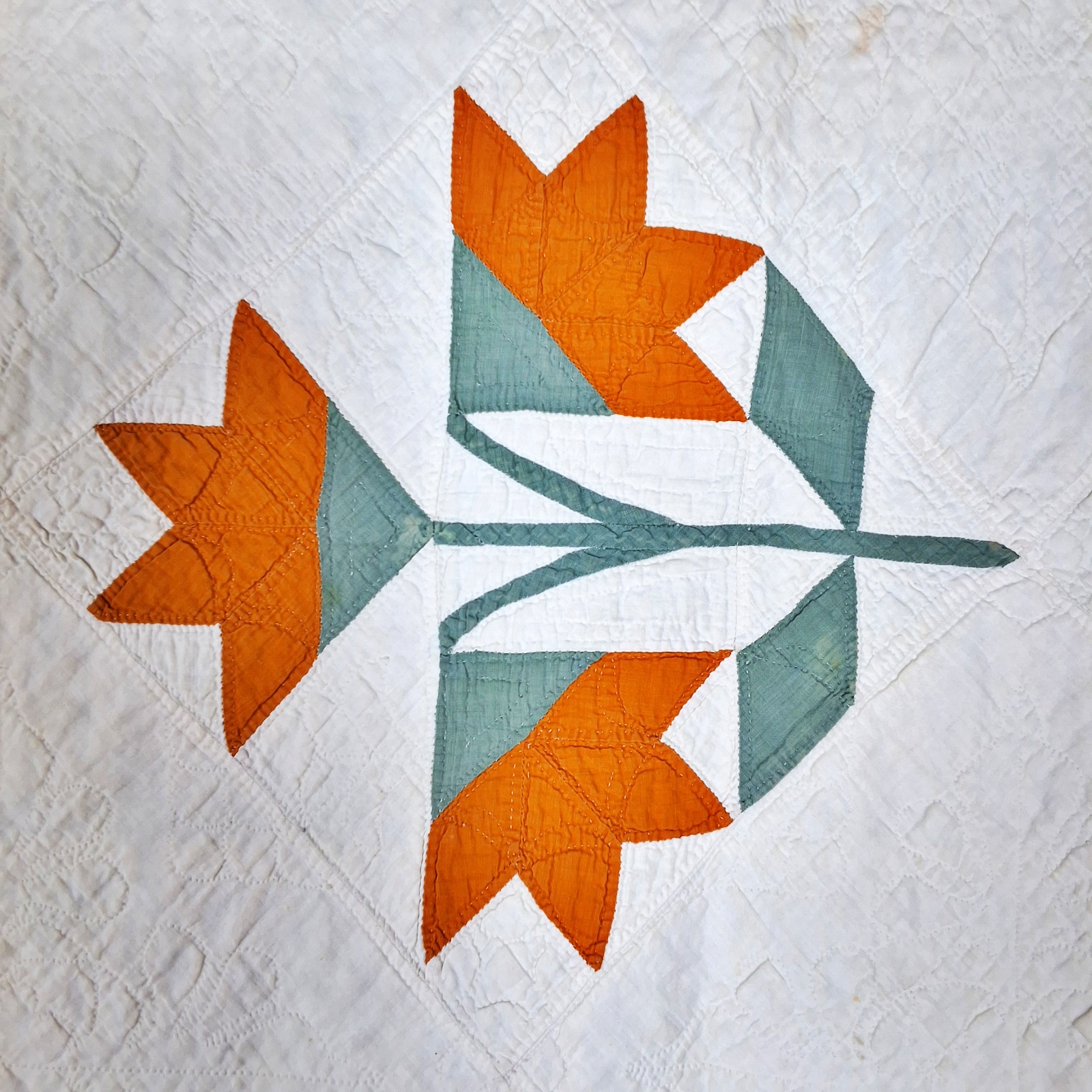Antique c1880 Double Tulip Quilt