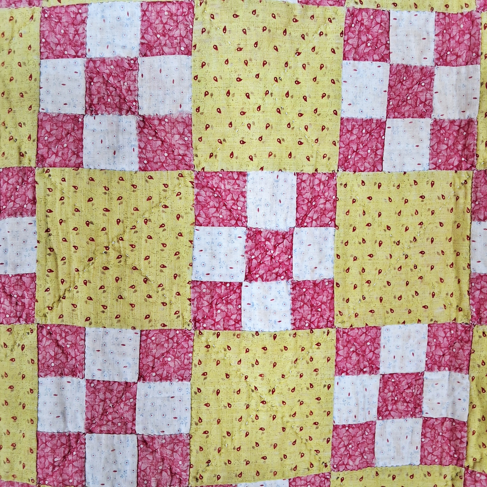 2 Antique 19th Century Quilt - 9 Patch, Pinwheel