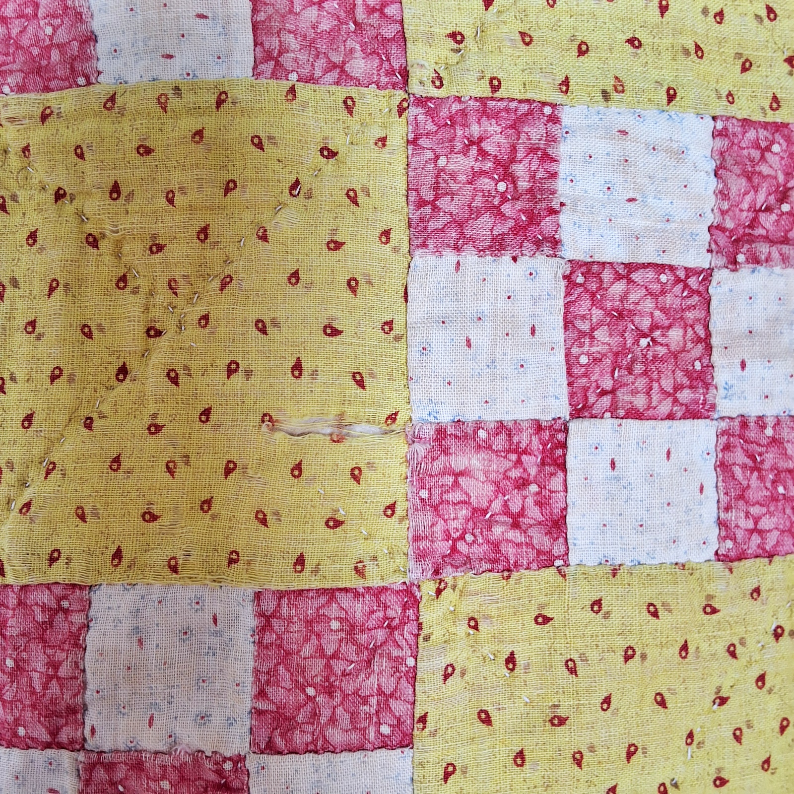 2 Antique 19th Century Quilt - 9 Patch, Pinwheel