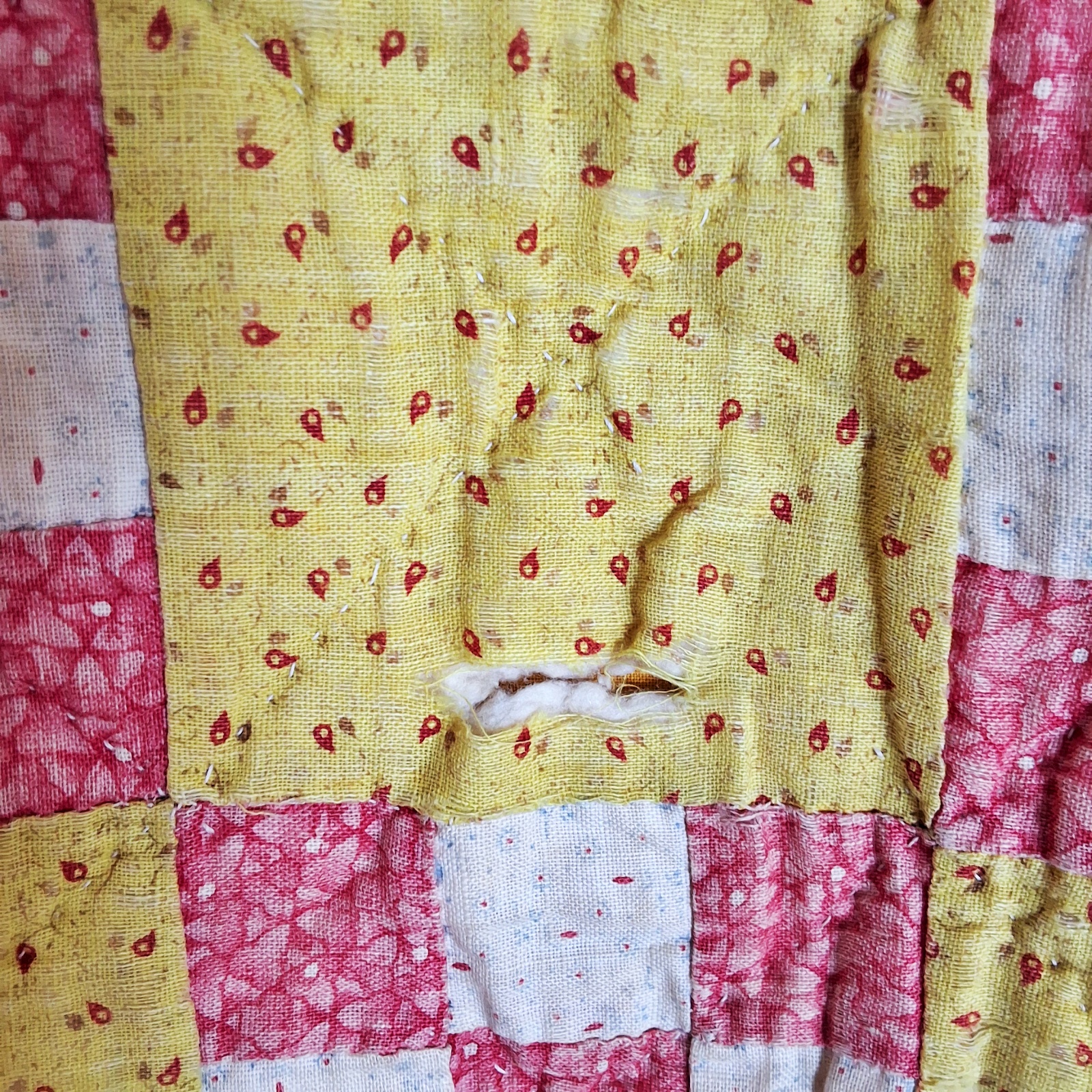 2 Antique 19th Century Quilt - 9 Patch, Pinwheel