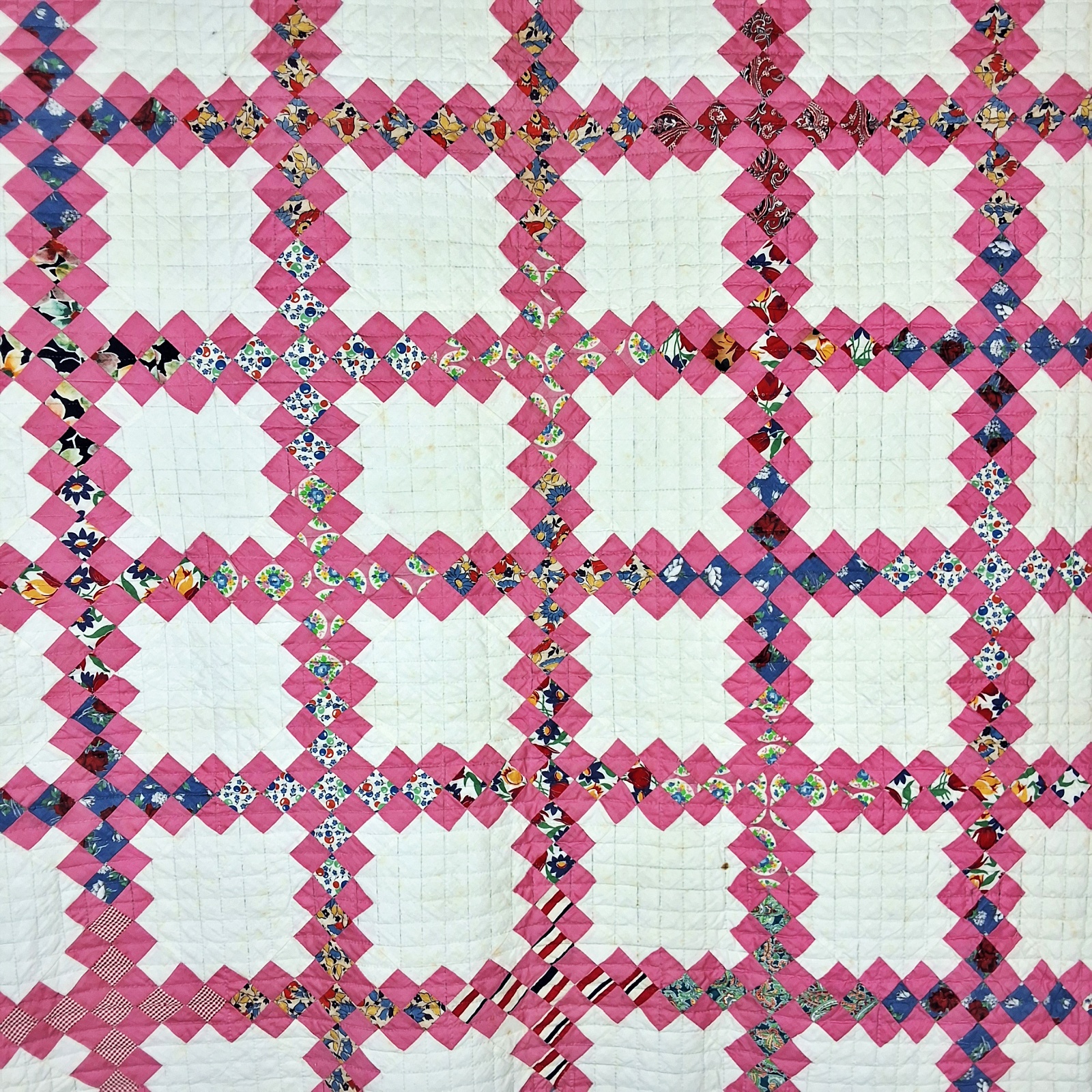 Vintage c1940 Double Irish Chain Quilt