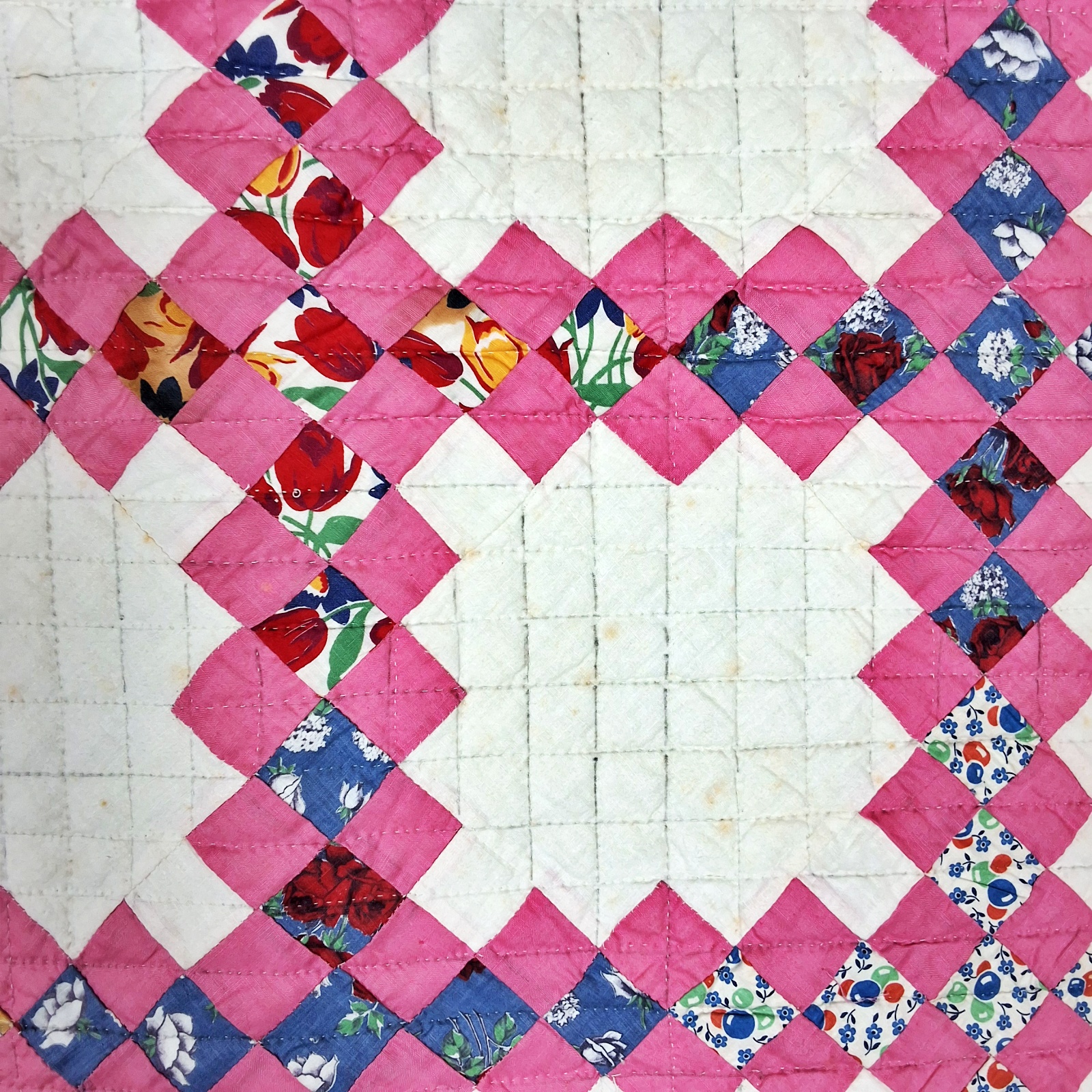 Vintage c1940 Double Irish Chain Quilt