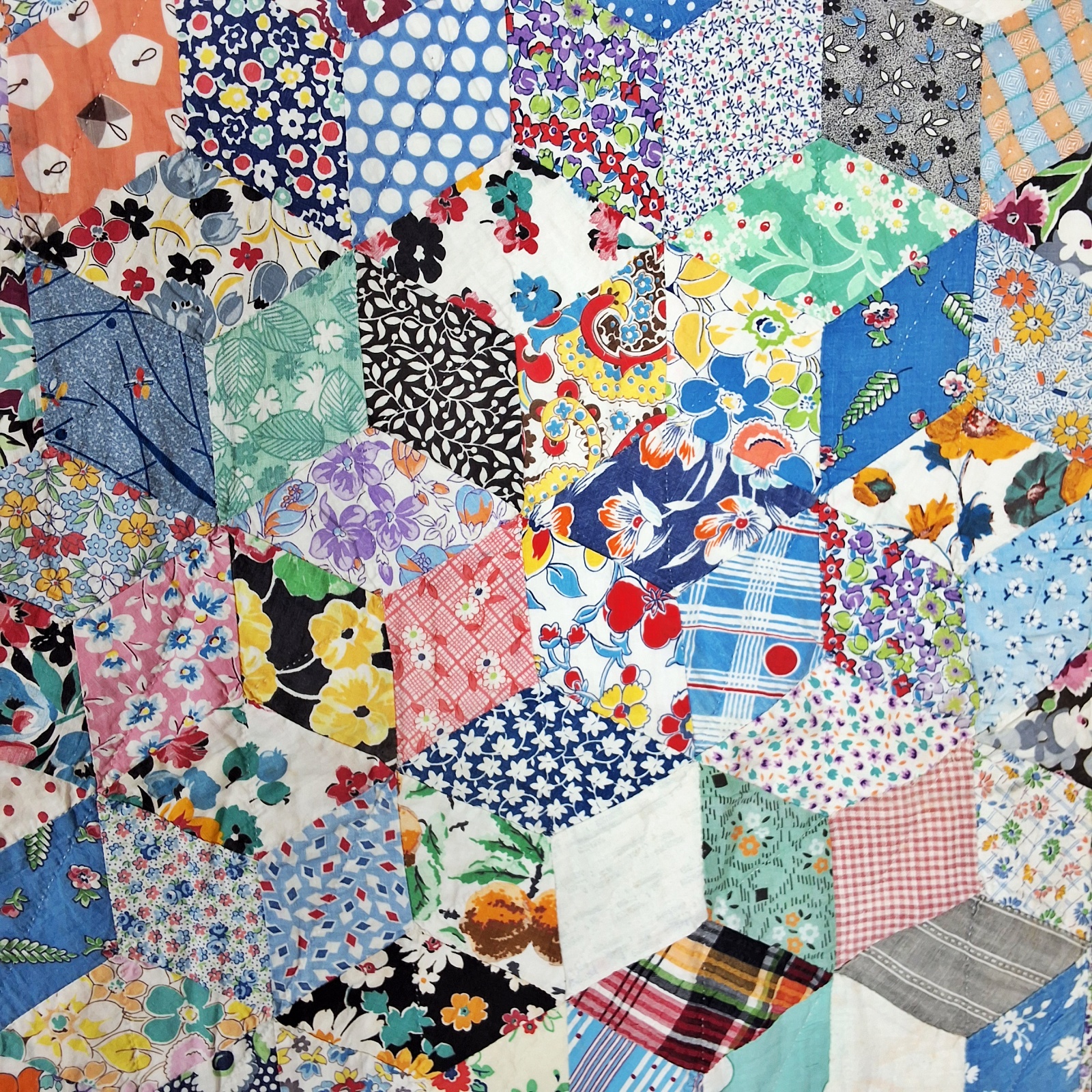 Vintage c1940 Tumbling Blocks Quilt