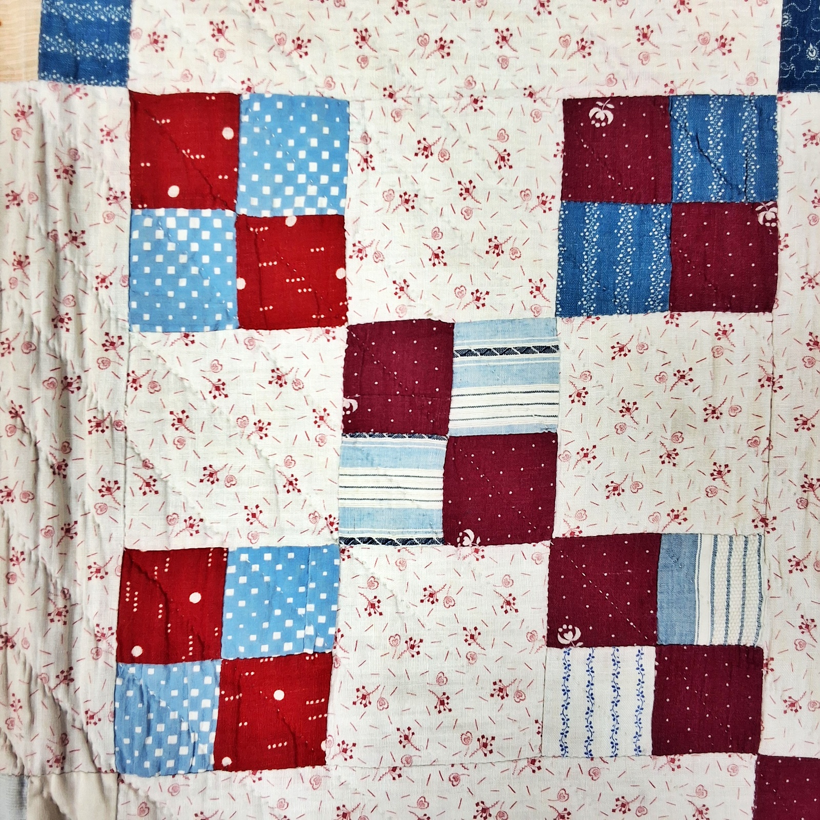 Antique c1900 Puss in the Corner Quilt