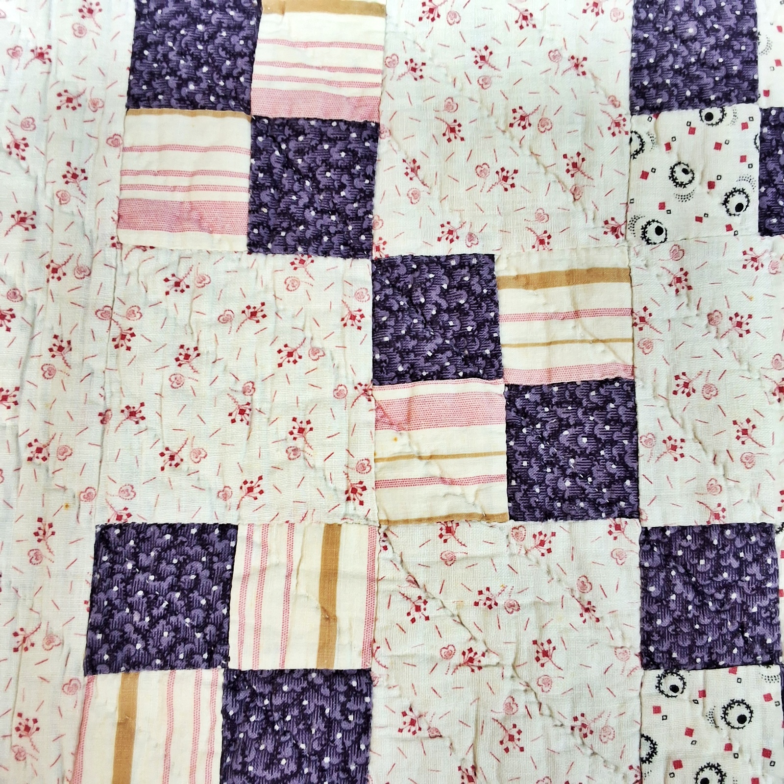 Antique c1900 Puss in the Corner Quilt