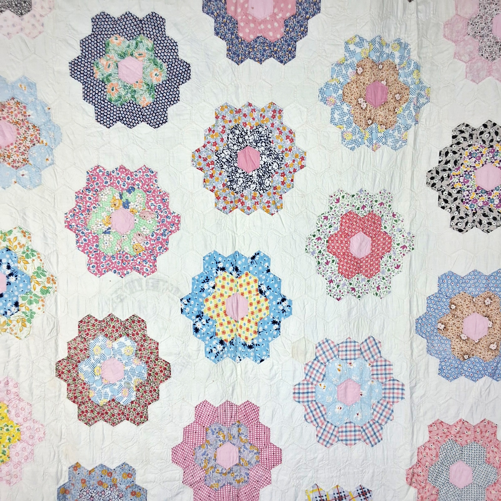 2 Vintage c1940 Flower Quilts
