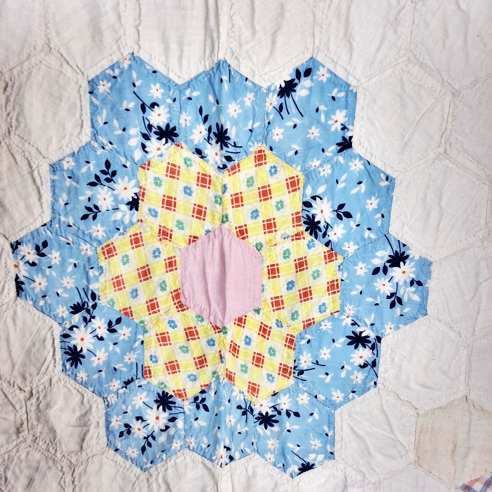 2 Vintage c1940 Flower Quilts