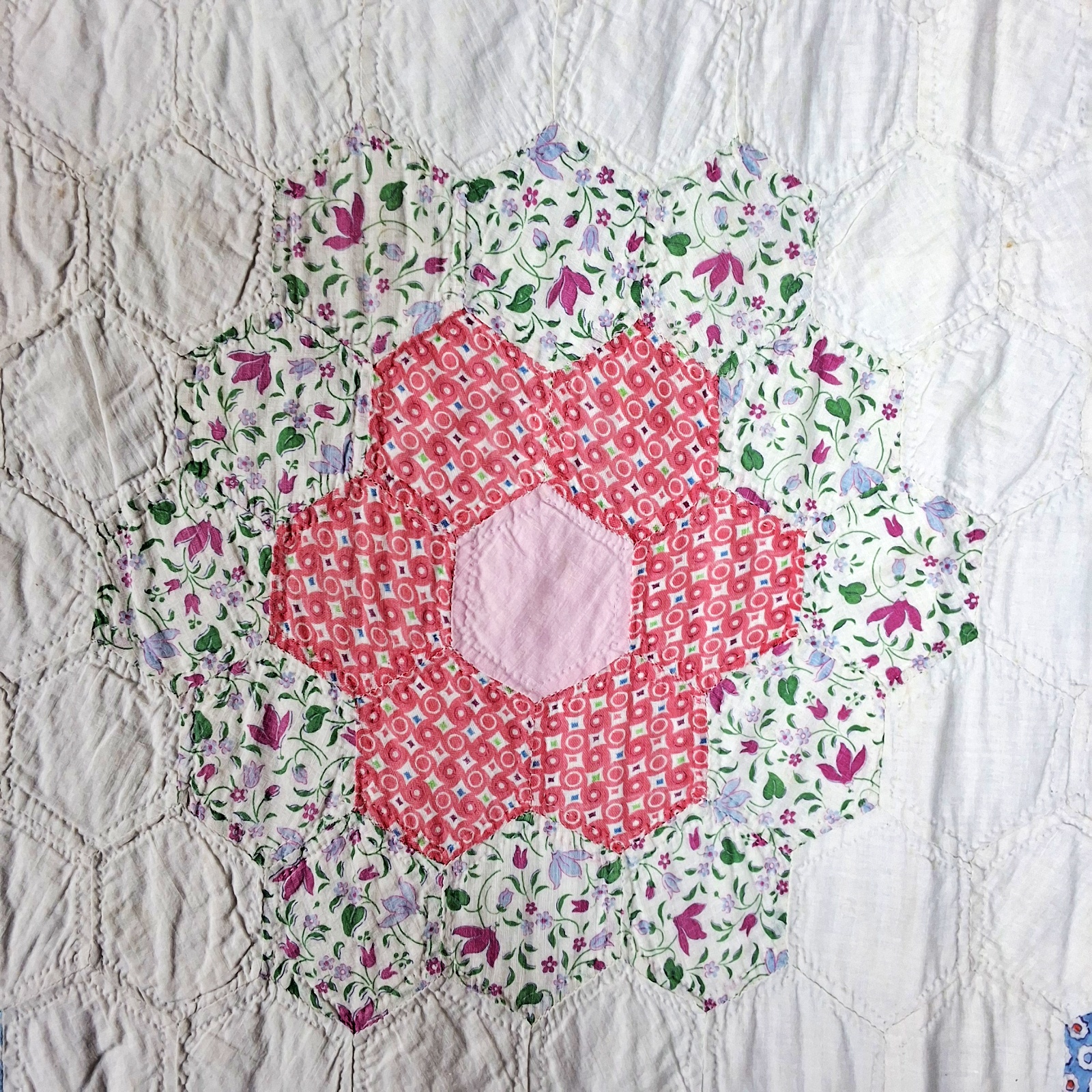 2 Vintage c1940 Flower Quilts
