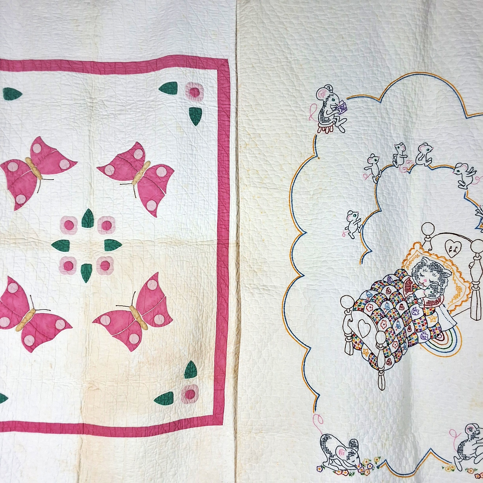 2 Vintage c1950 Child Quilts