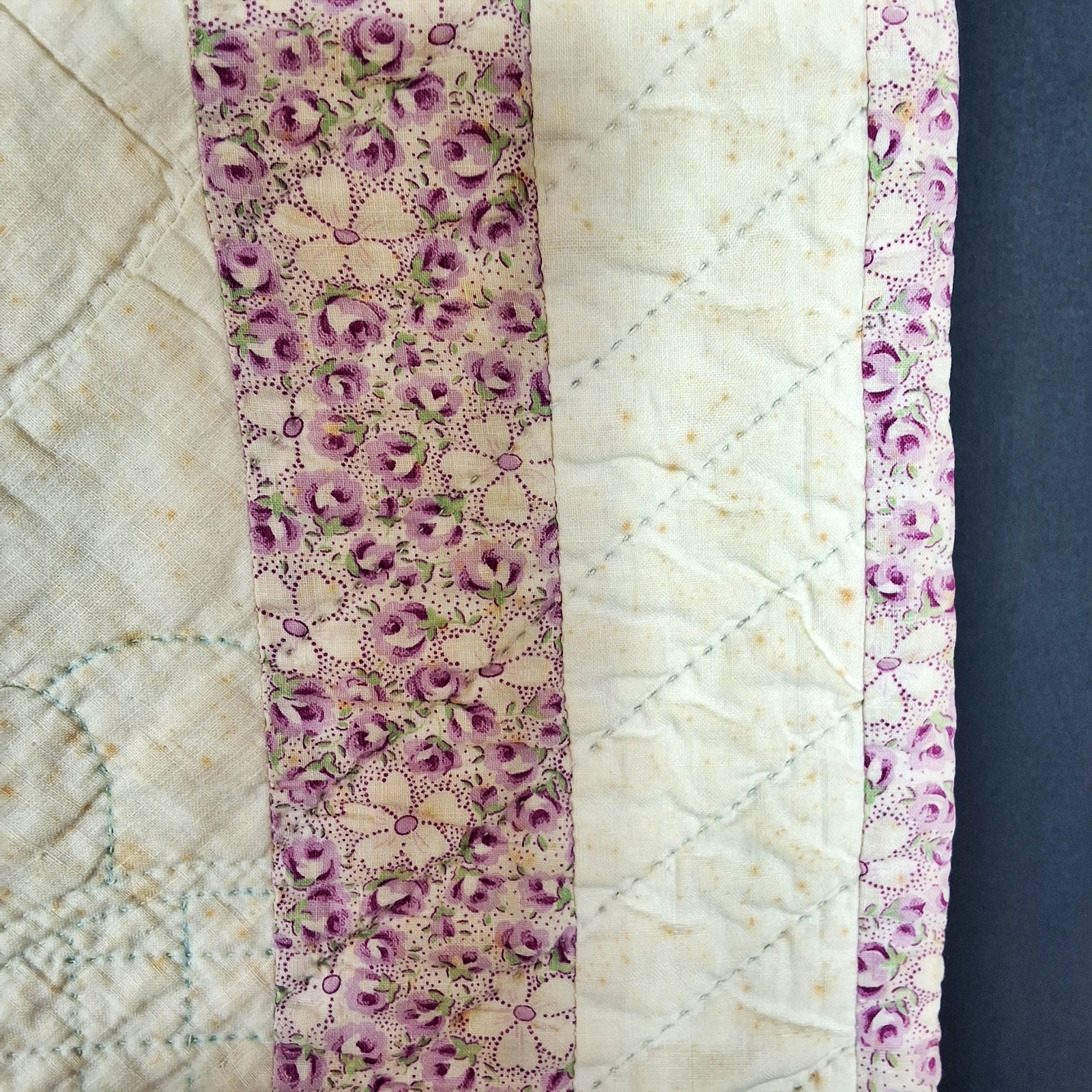 2 Vintage c1940 Quilts - Trip Around the World, Greek Cross
