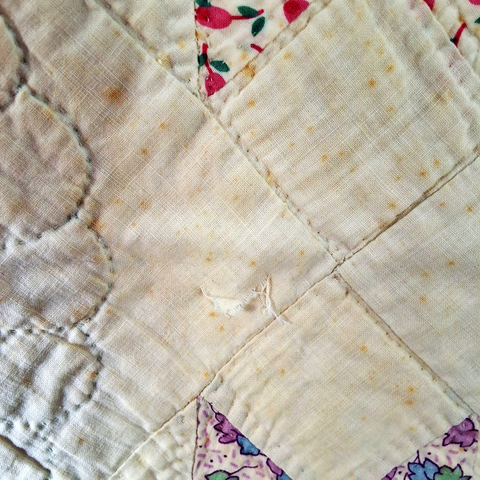 2 Vintage c1940 Quilts - Trip Around the World, Greek Cross