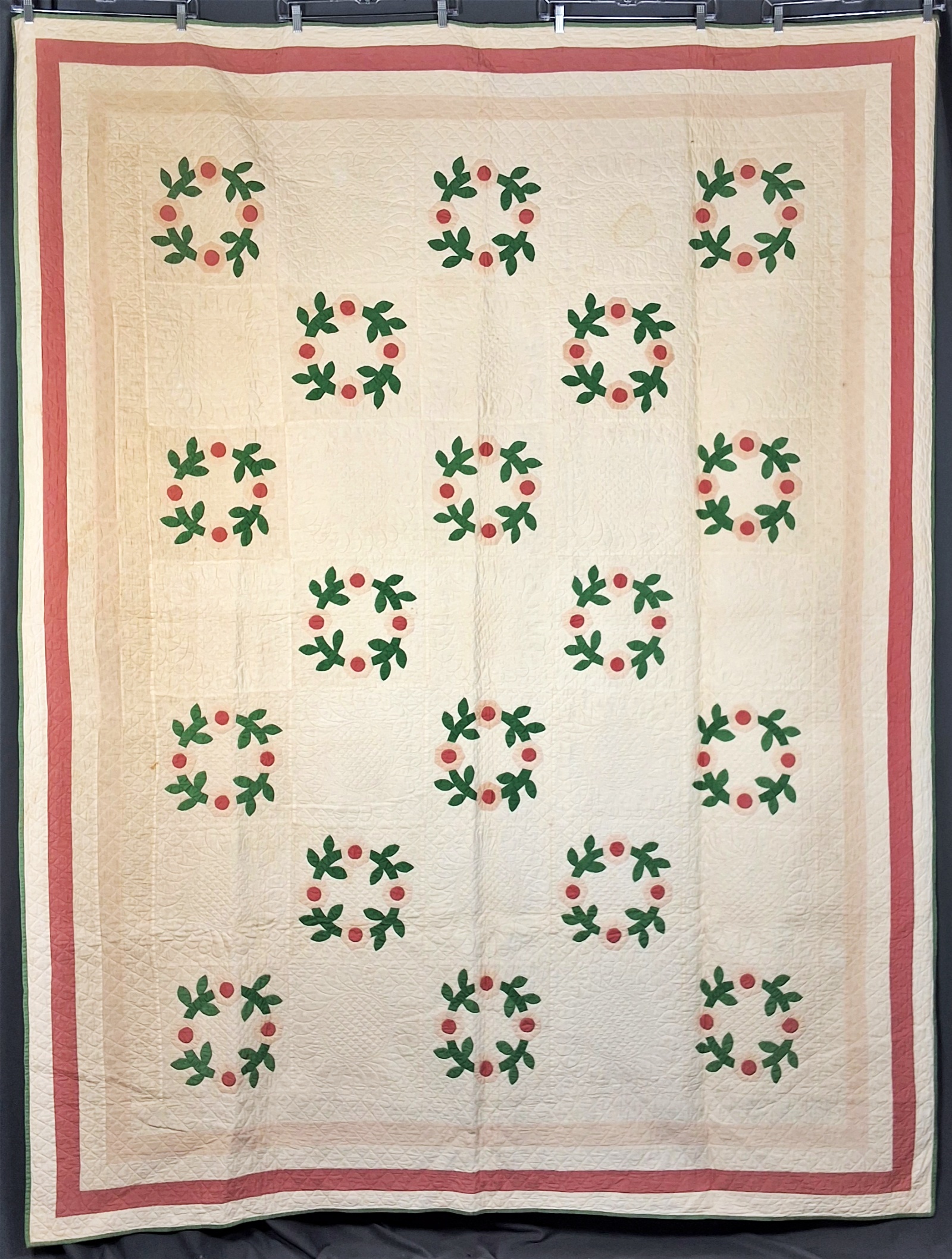 2 Vintage Quilts - Rose Wreath, Basket