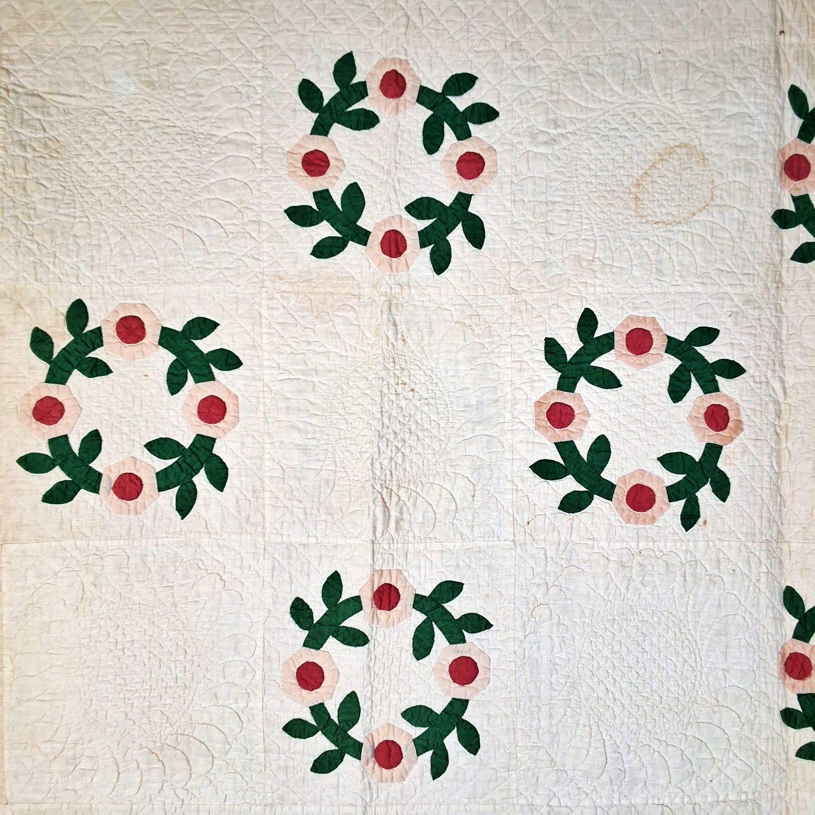 2 Vintage Quilts - Rose Wreath, Basket