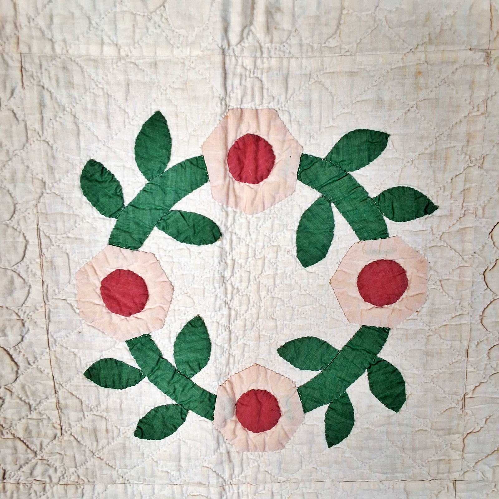 2 Vintage Quilts - Rose Wreath, Basket
