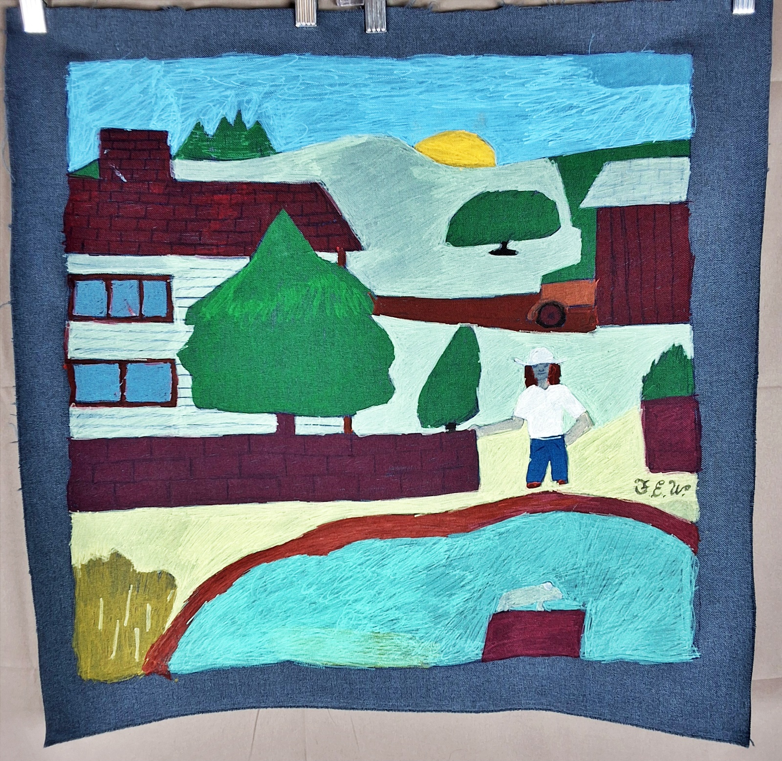 Folk Artist Floretta Emma Warfel Hand Painted Textiles - Farmlife