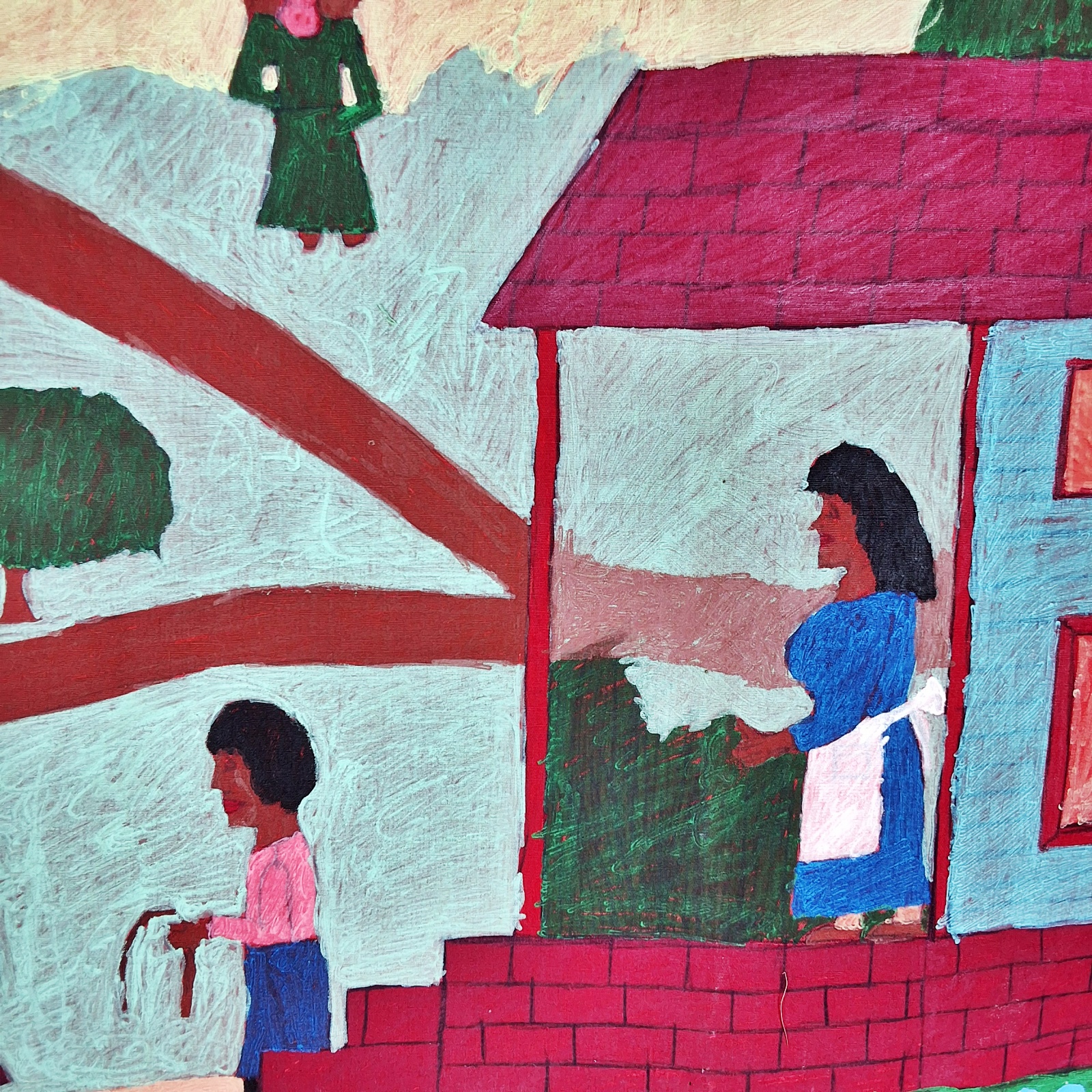 Folk Artist Floretta Emma Warfel Hand Painted Textiles - Neighbors