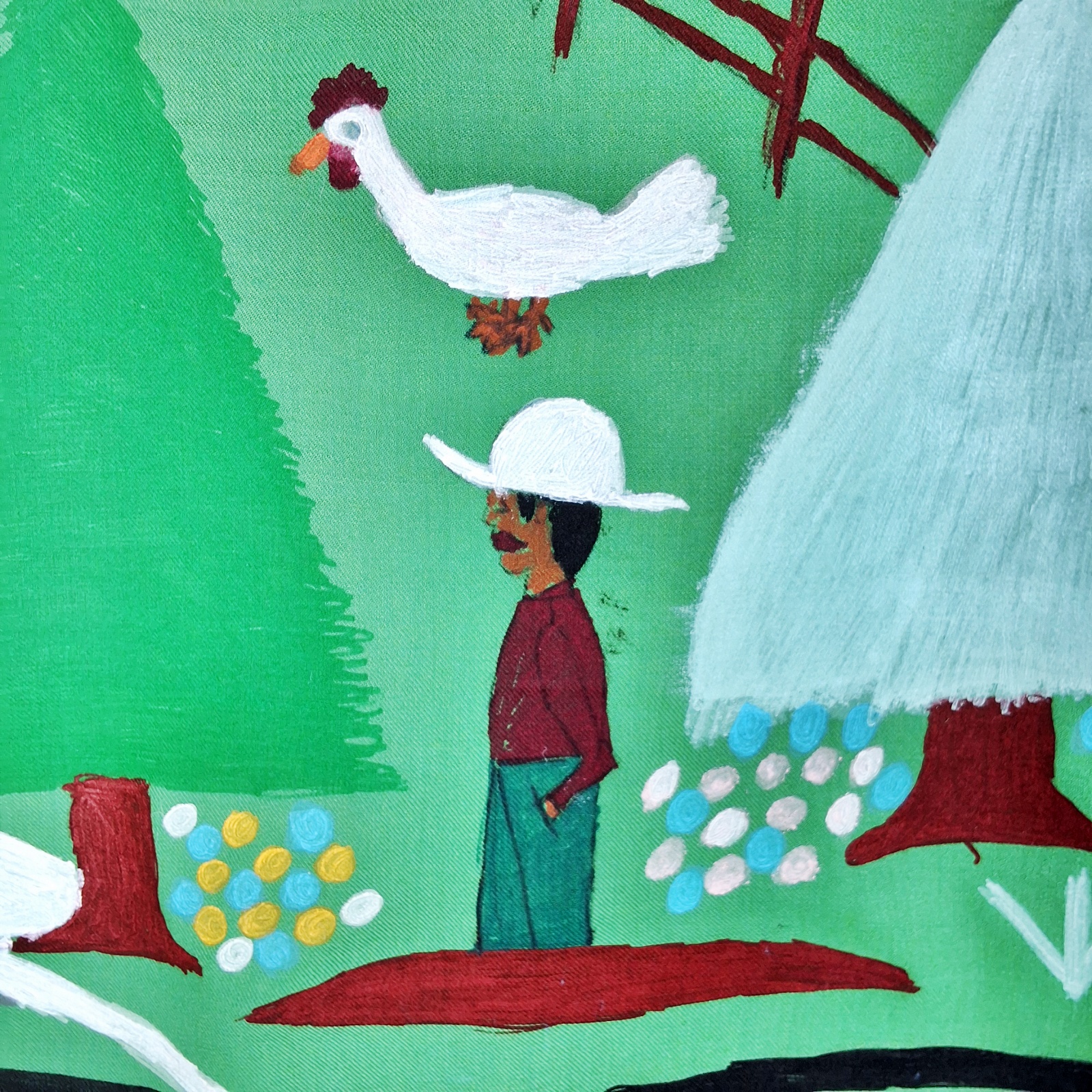 Folk Artist Floretta Emma Warfel Hand Painted Textiles - Farmyard