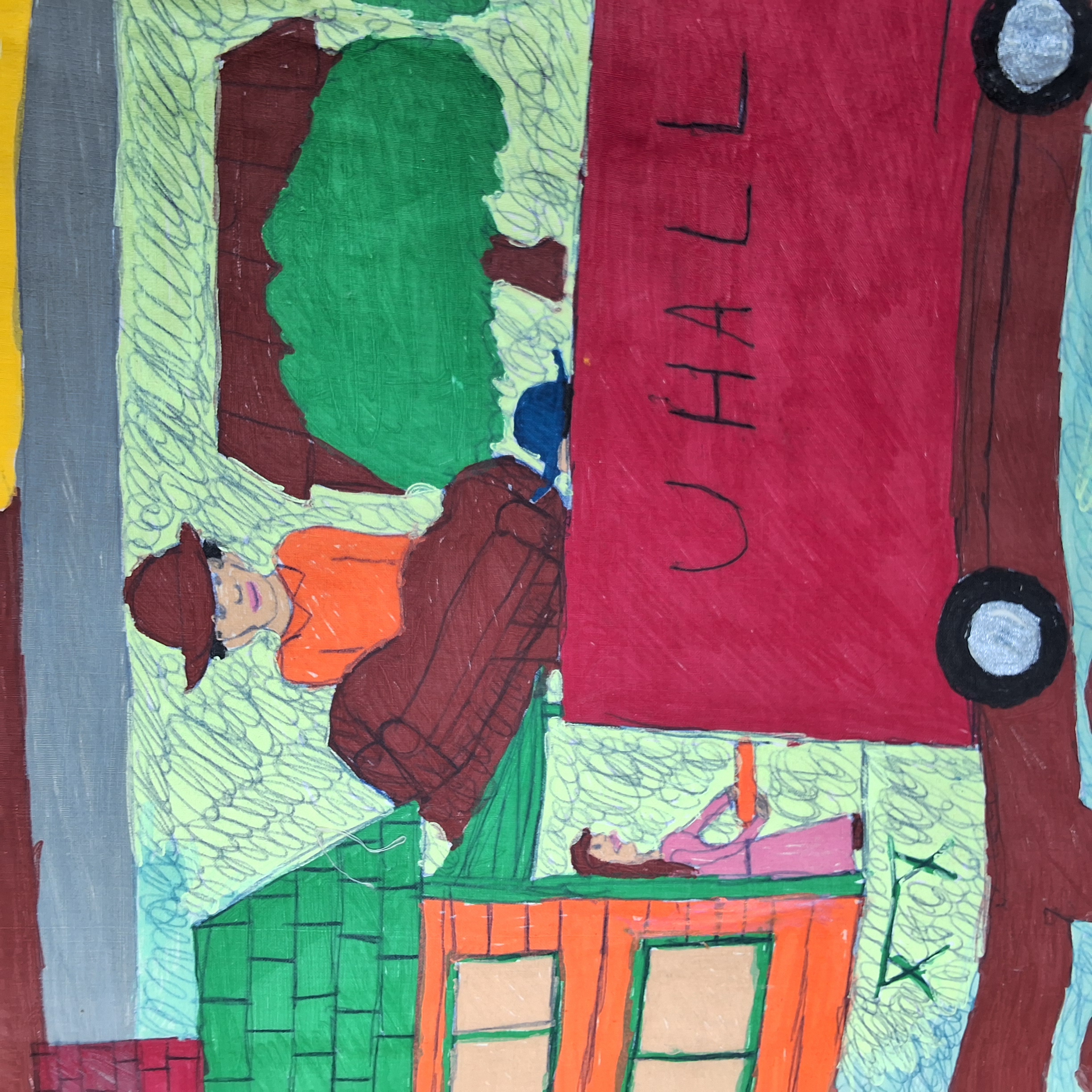 Folk Artist Floretta Emma Warfel Hand Painted Textiles - Moving Day