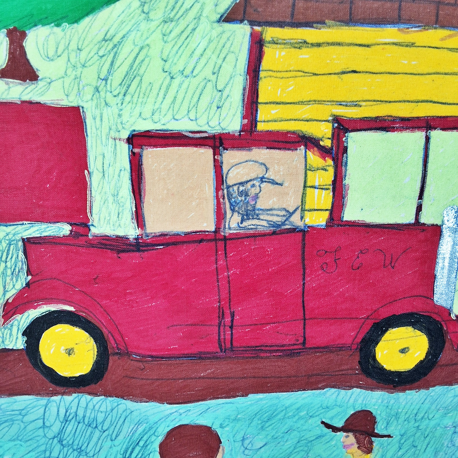 Folk Artist Floretta Emma Warfel Hand Painted Textiles - Moving Day