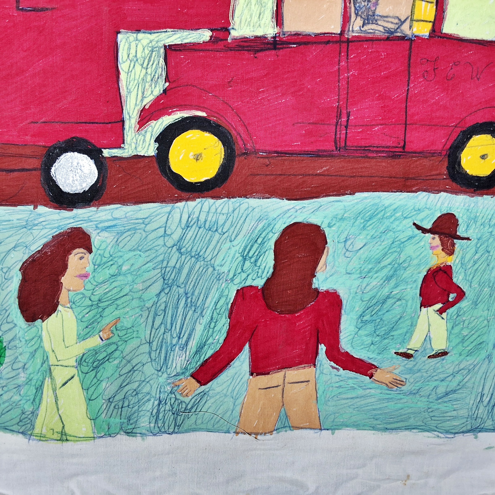 Folk Artist Floretta Emma Warfel Hand Painted Textiles - Moving Day