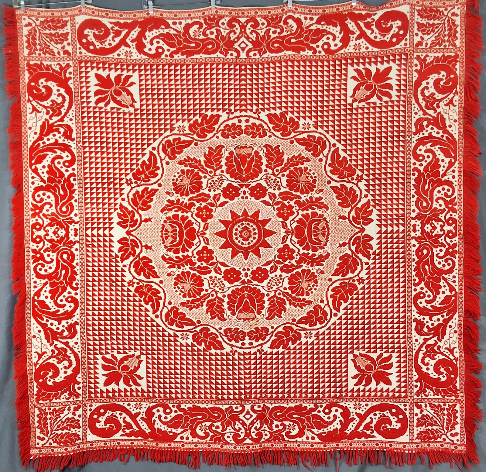 Antique Red and White Coverlet
