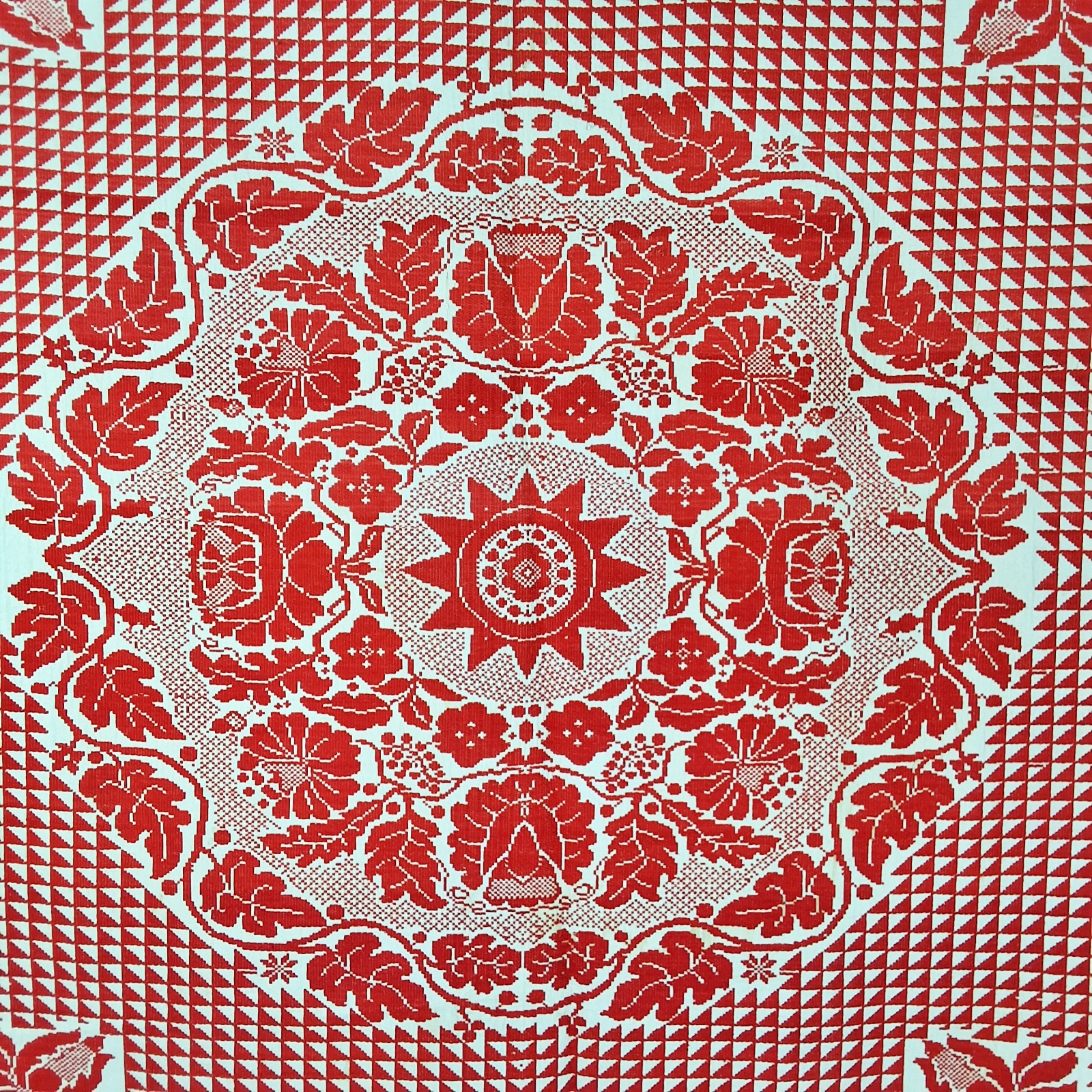 Antique Red and White Coverlet