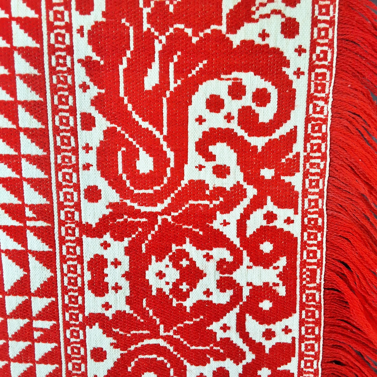 Antique Red and White Coverlet