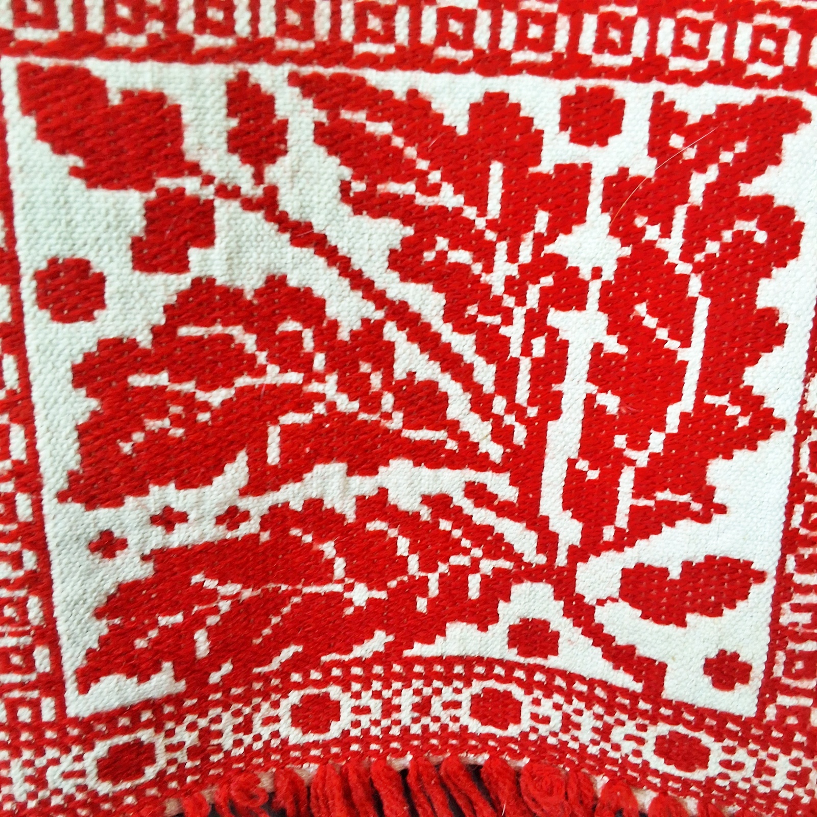 Antique Red and White Coverlet