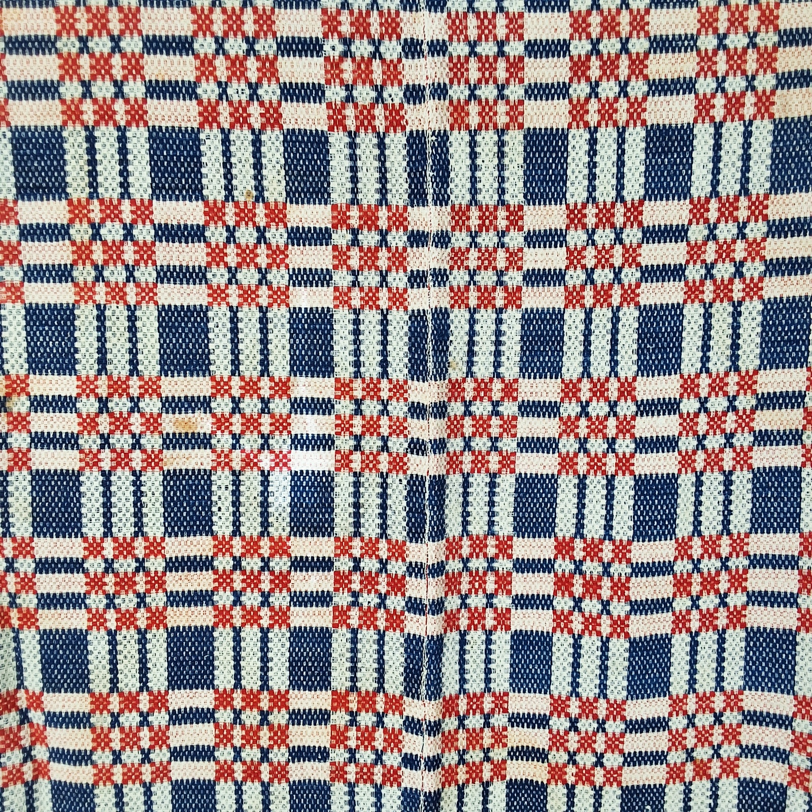 Antique Red, White, and Blue Overshot Coverlet
