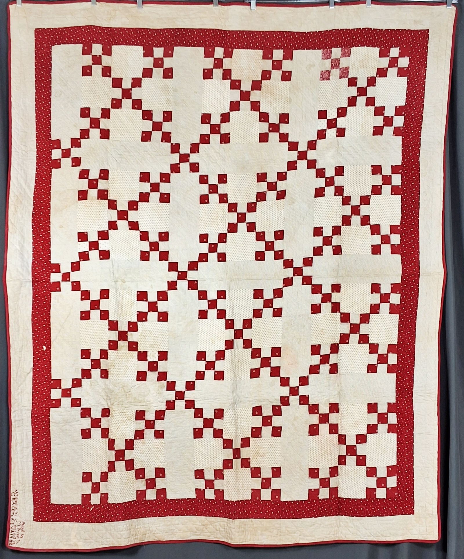 Antique c1870 Double 9 Patch Quilt