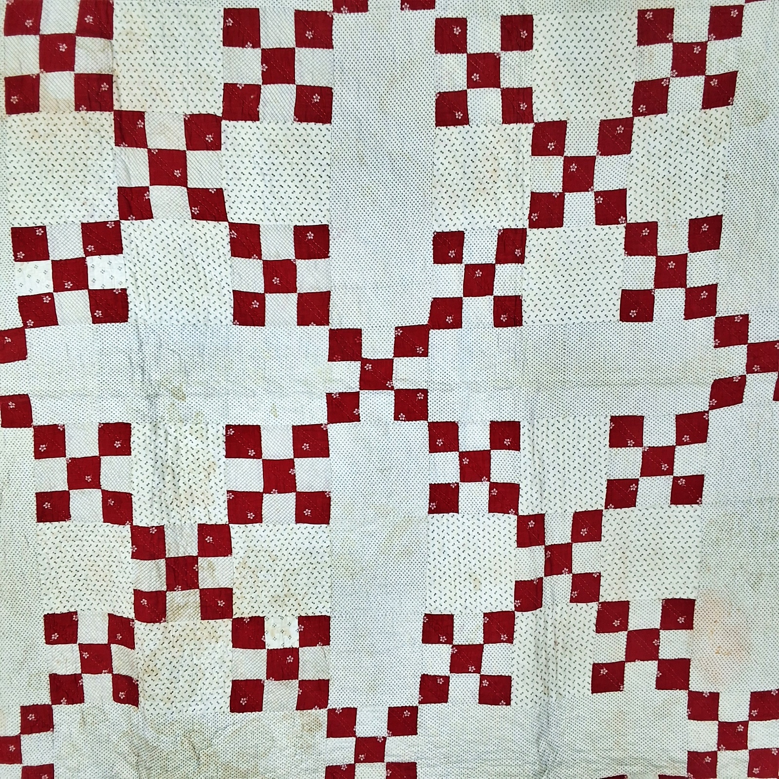 Antique c1870 Double 9 Patch Quilt