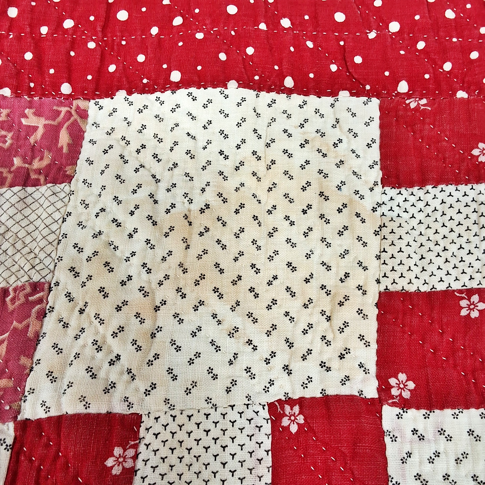 Antique c1870 Double 9 Patch Quilt