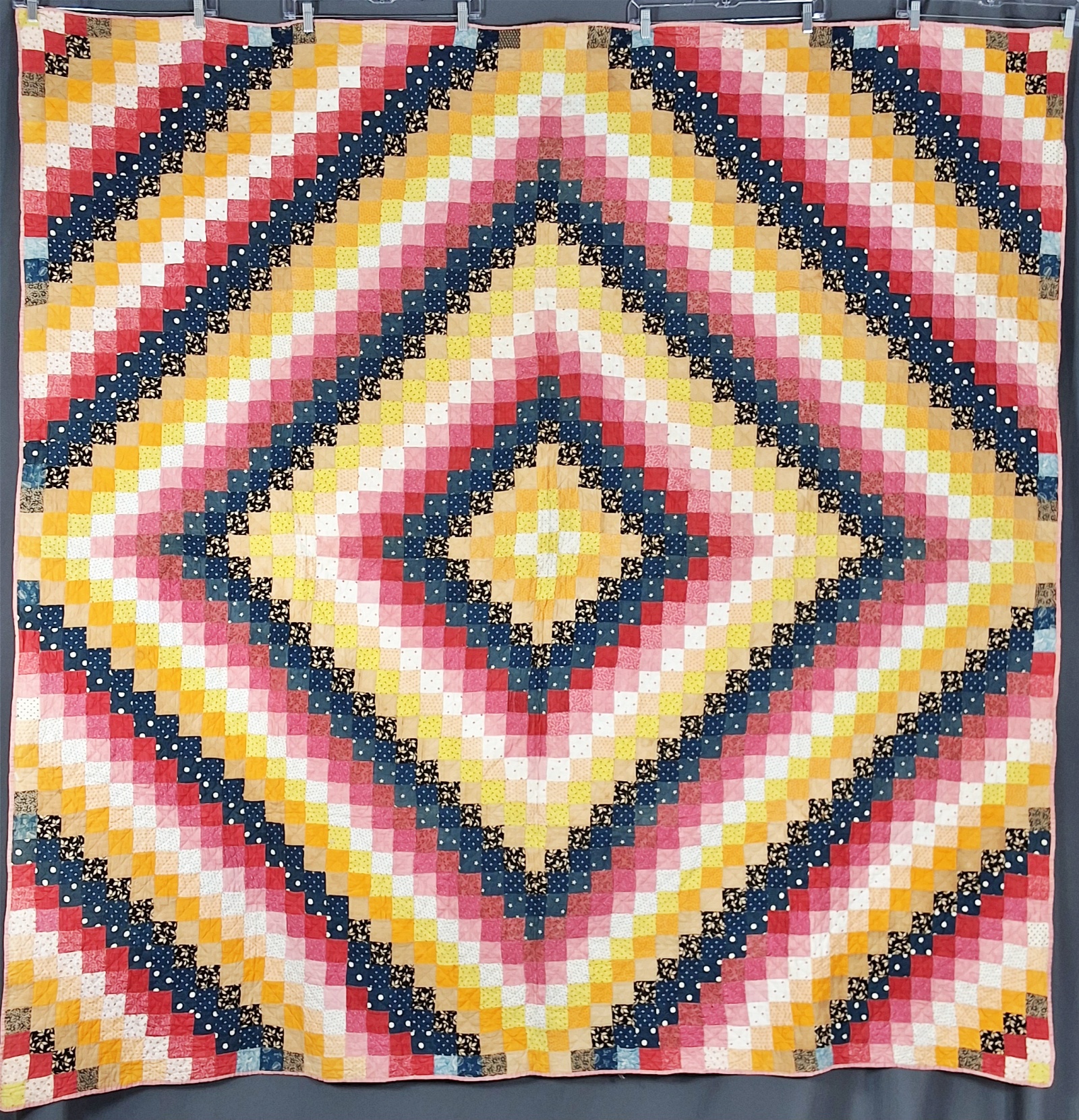 Antique c1900 Trip Around the World Quilt