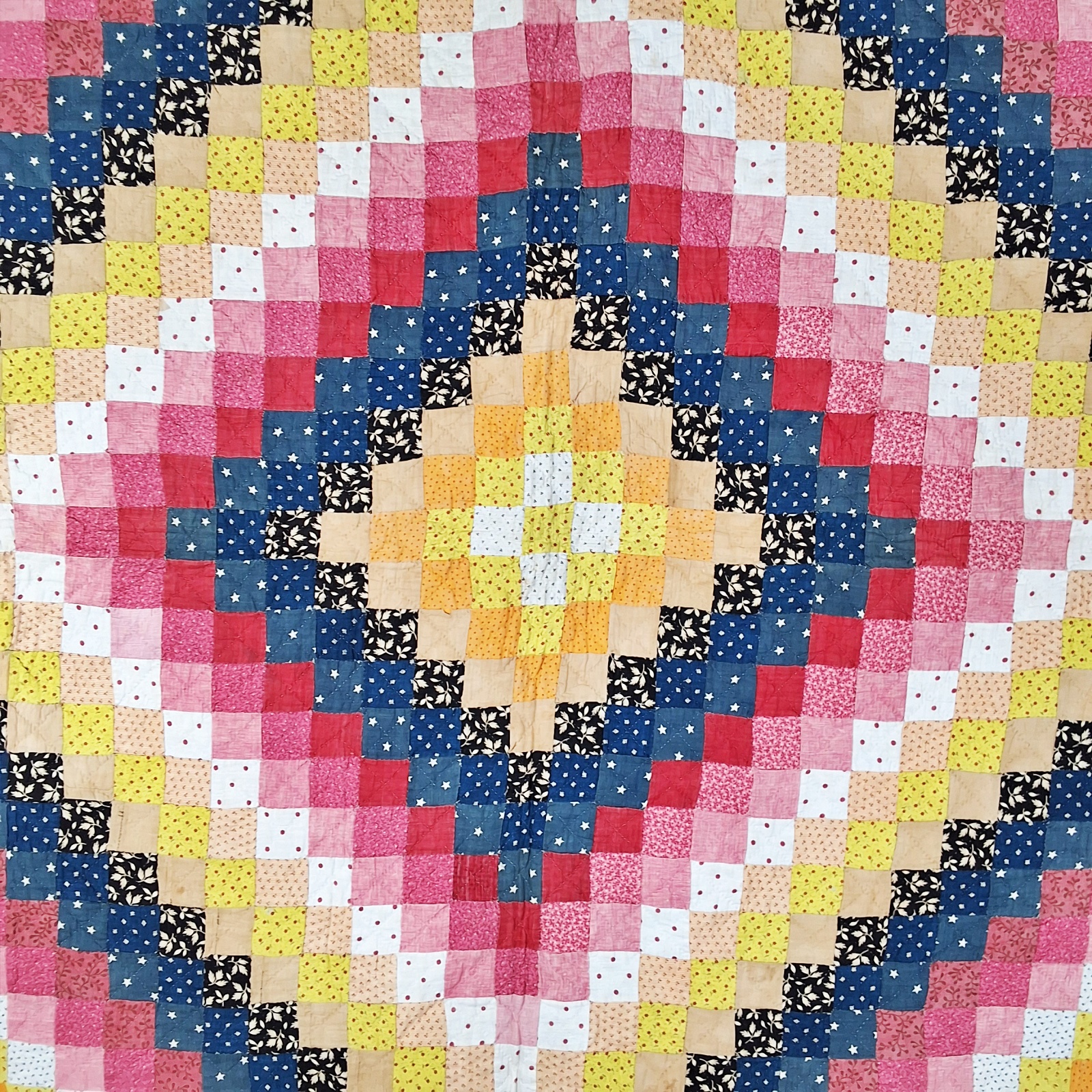 Antique c1900 Trip Around the World Quilt