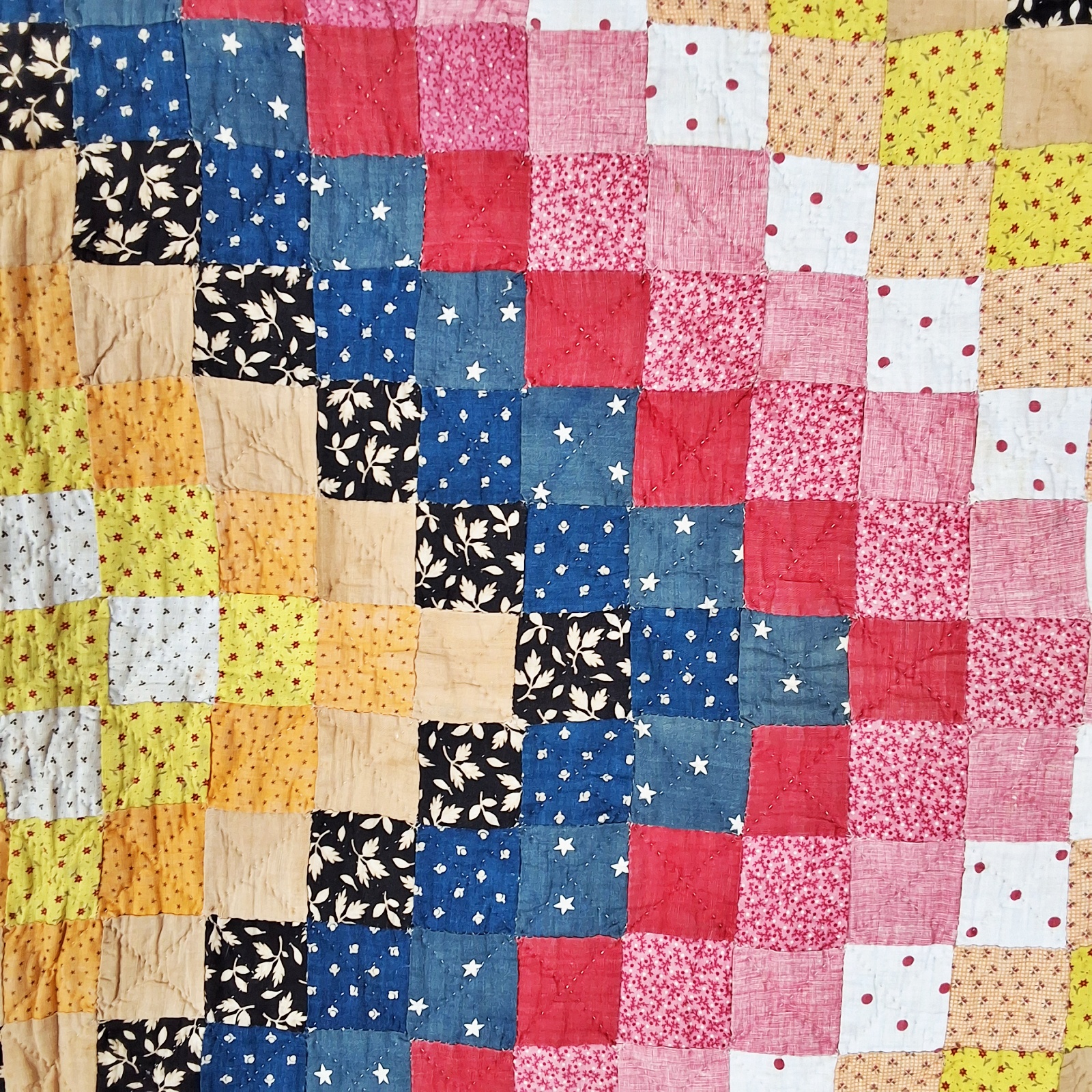Antique c1900 Trip Around the World Quilt