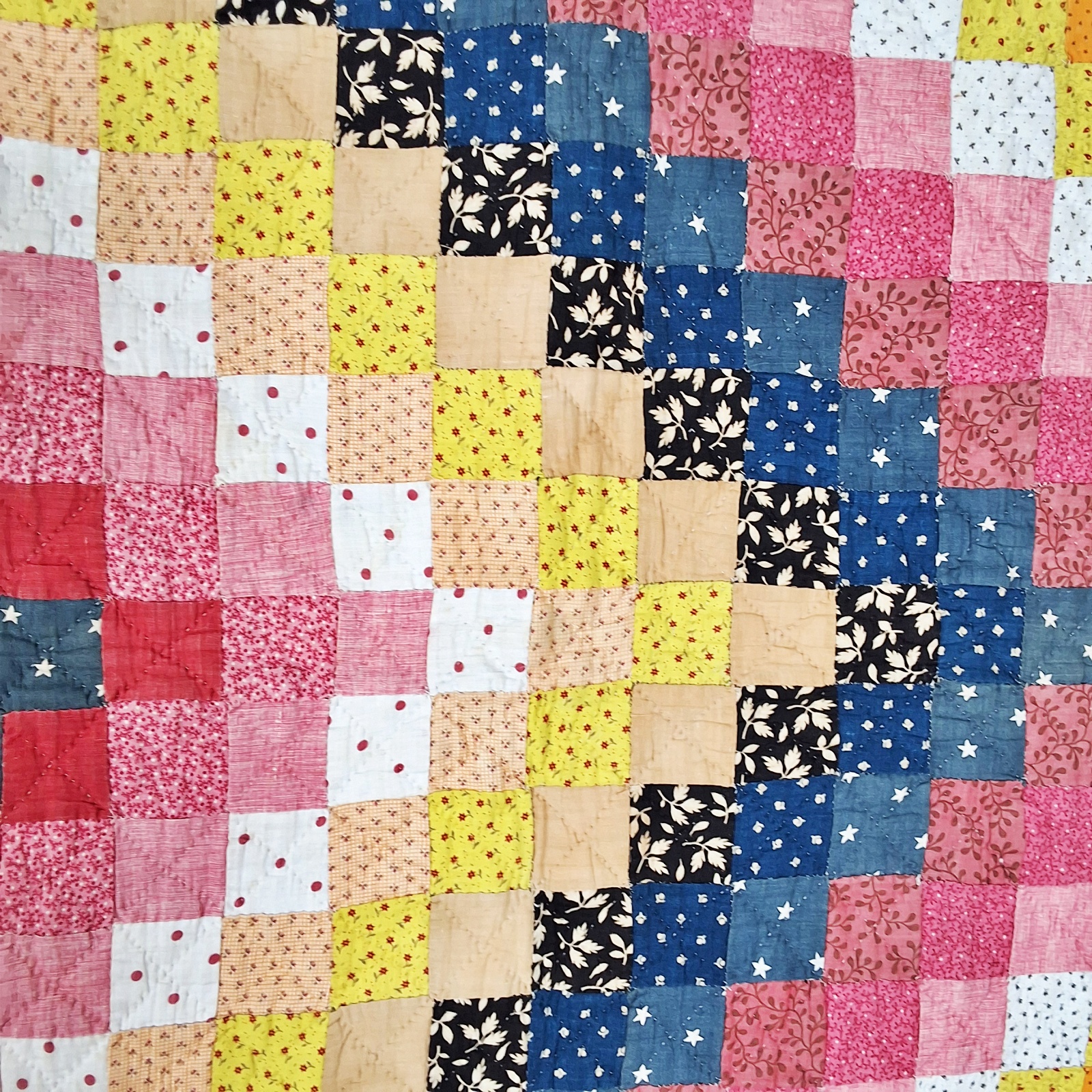 Antique c1900 Trip Around the World Quilt