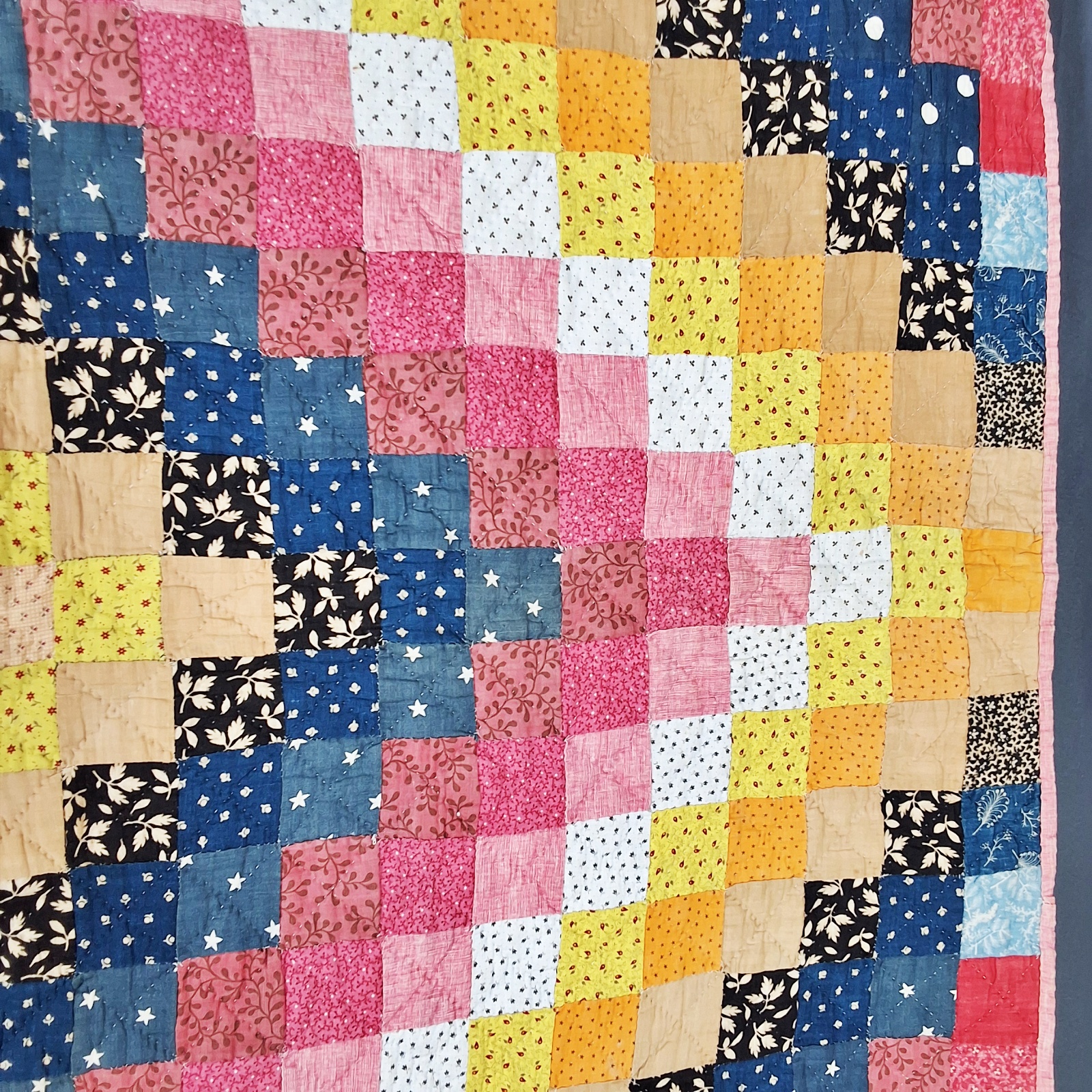 Antique c1900 Trip Around the World Quilt