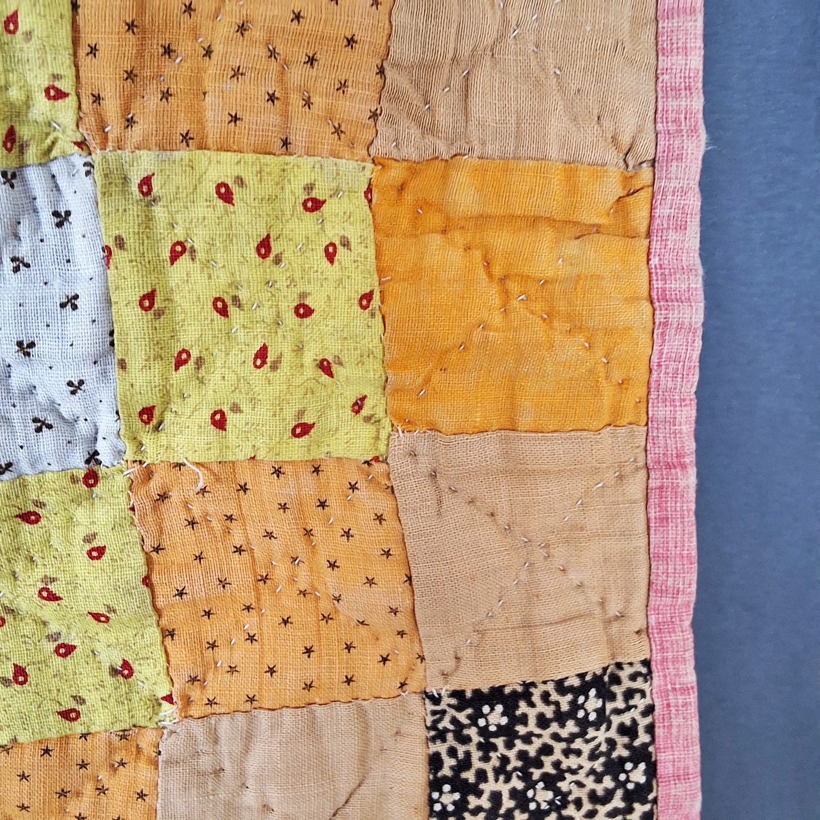 Antique c1900 Trip Around the World Quilt