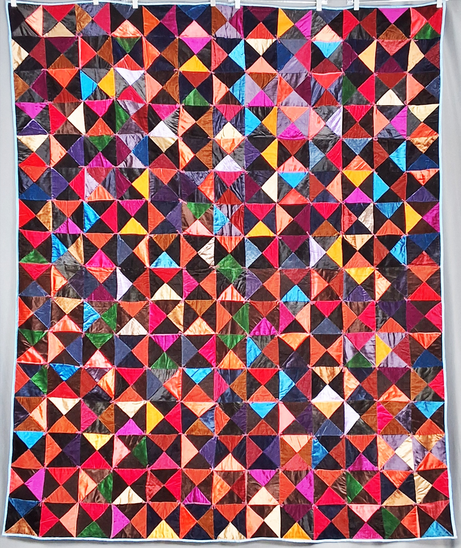 Vintage Mid Century Velvet Tied Quilt