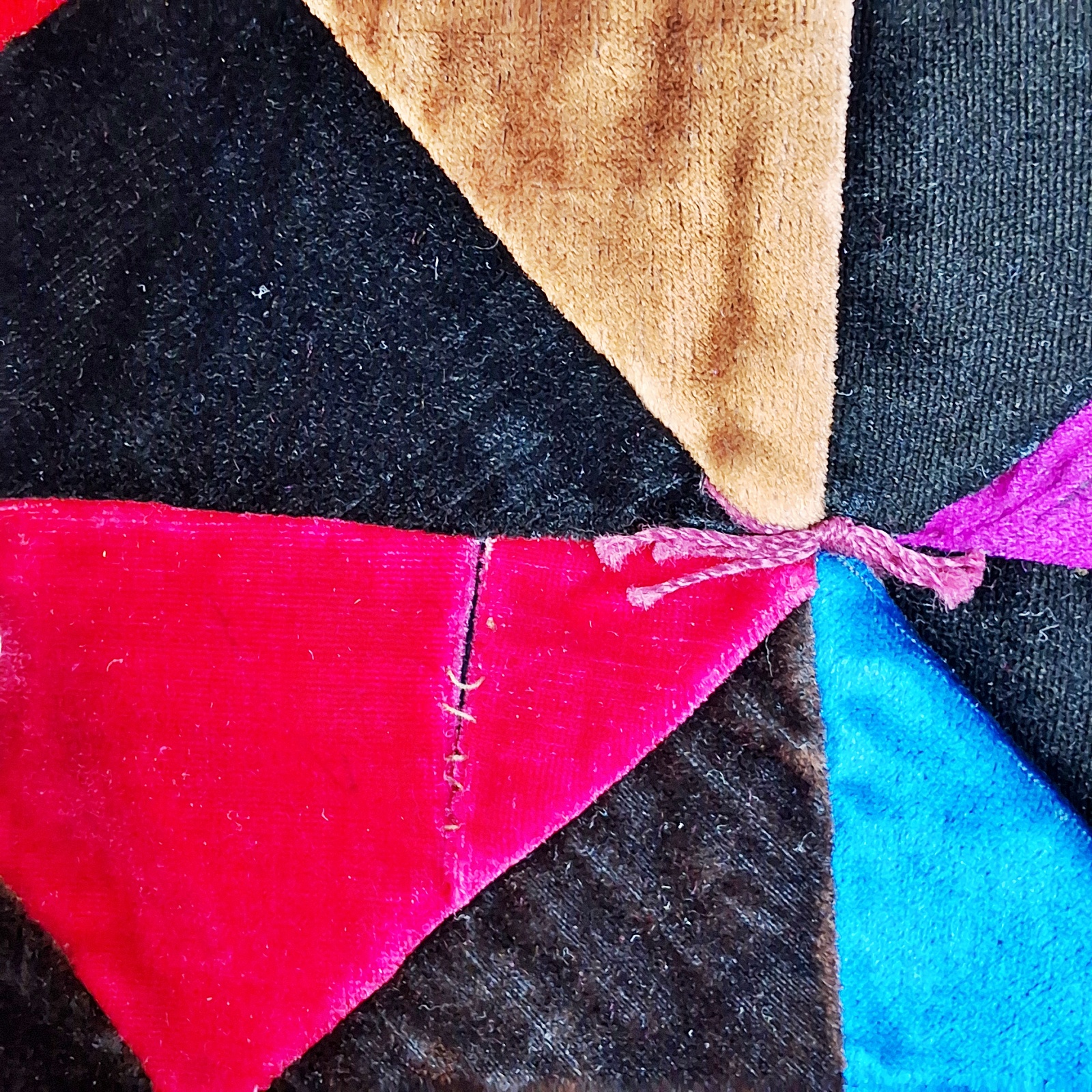 Vintage Mid Century Velvet Tied Quilt