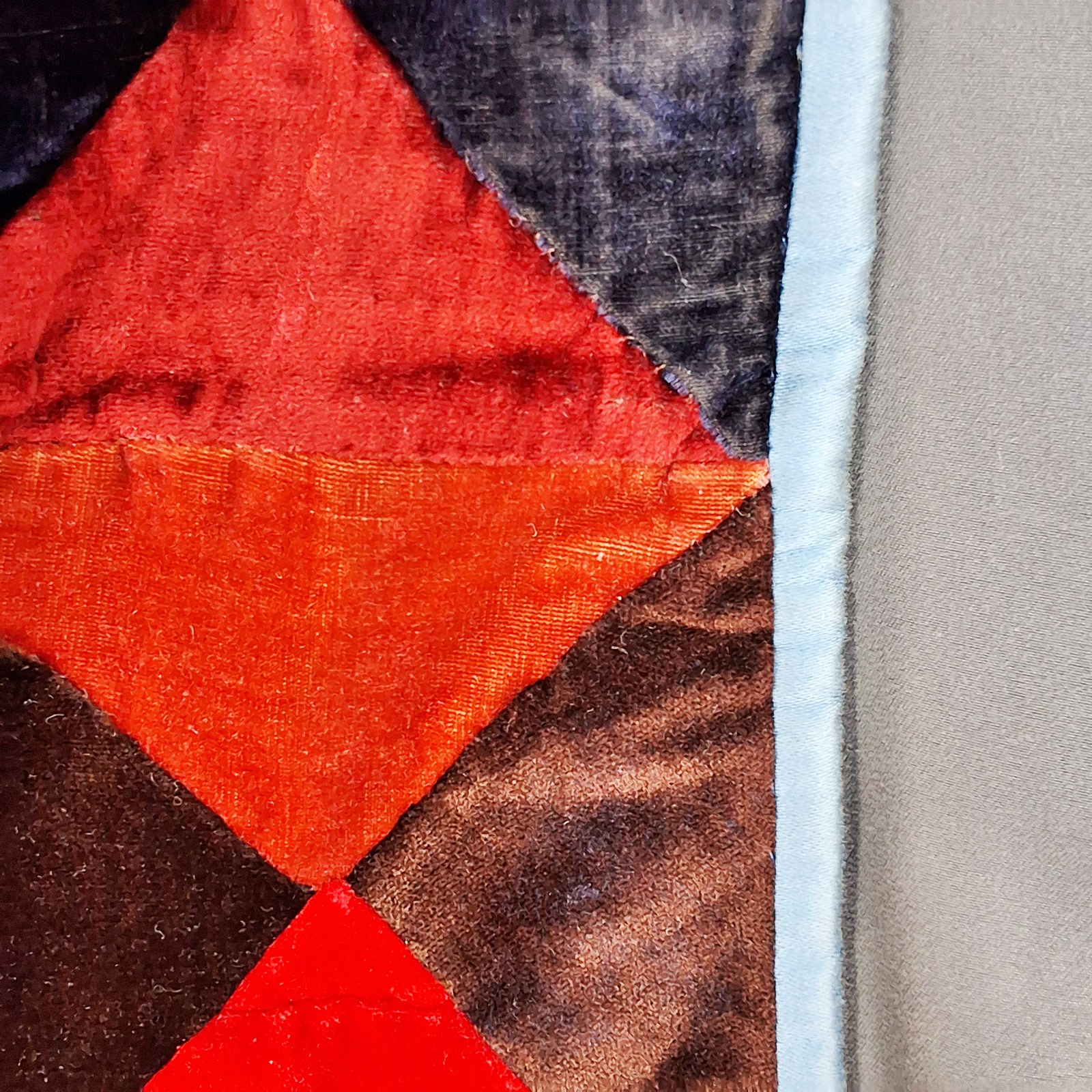 Vintage Mid Century Velvet Tied Quilt
