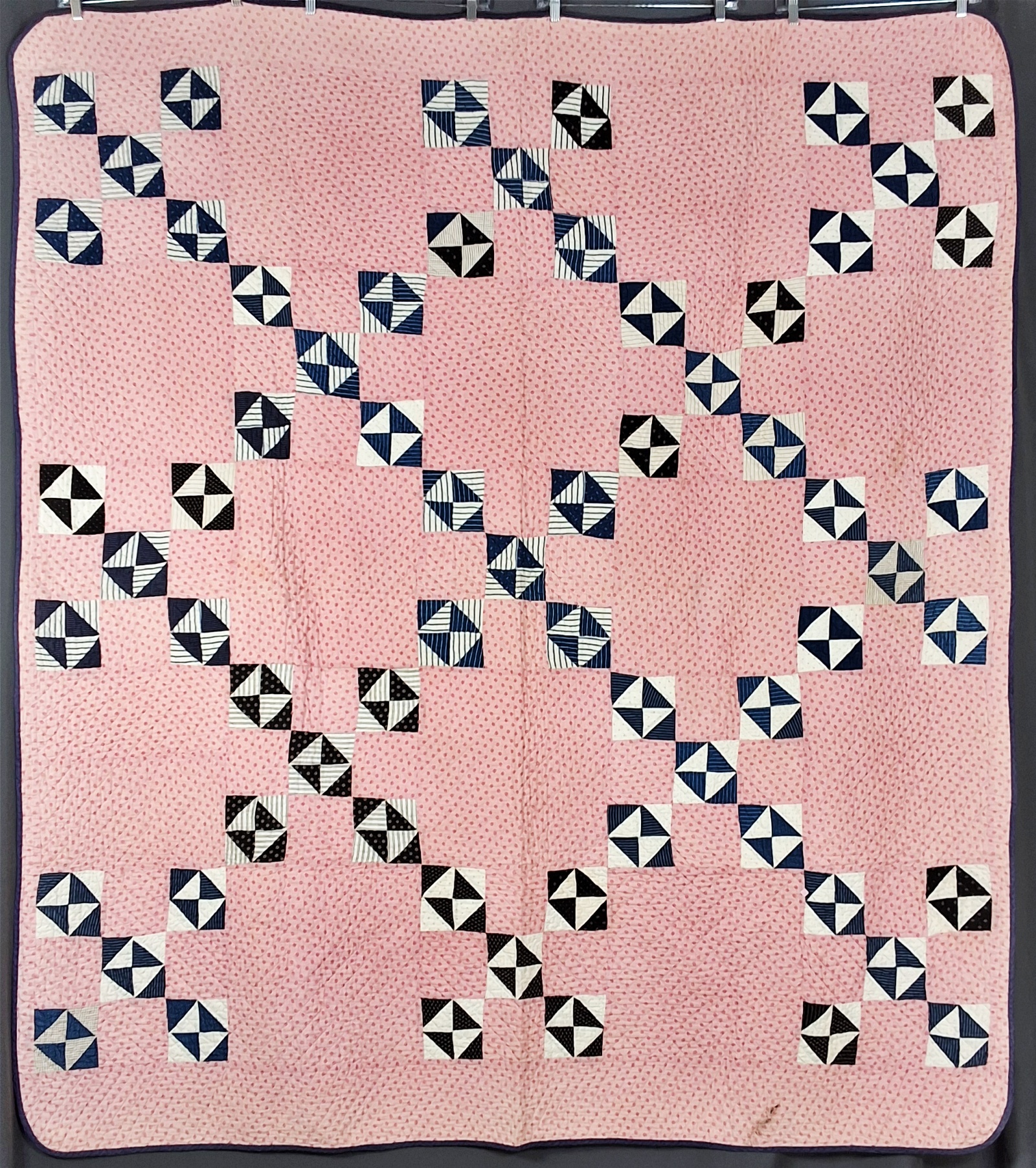 Antique c1900 Double Square 9 Patch Quilt