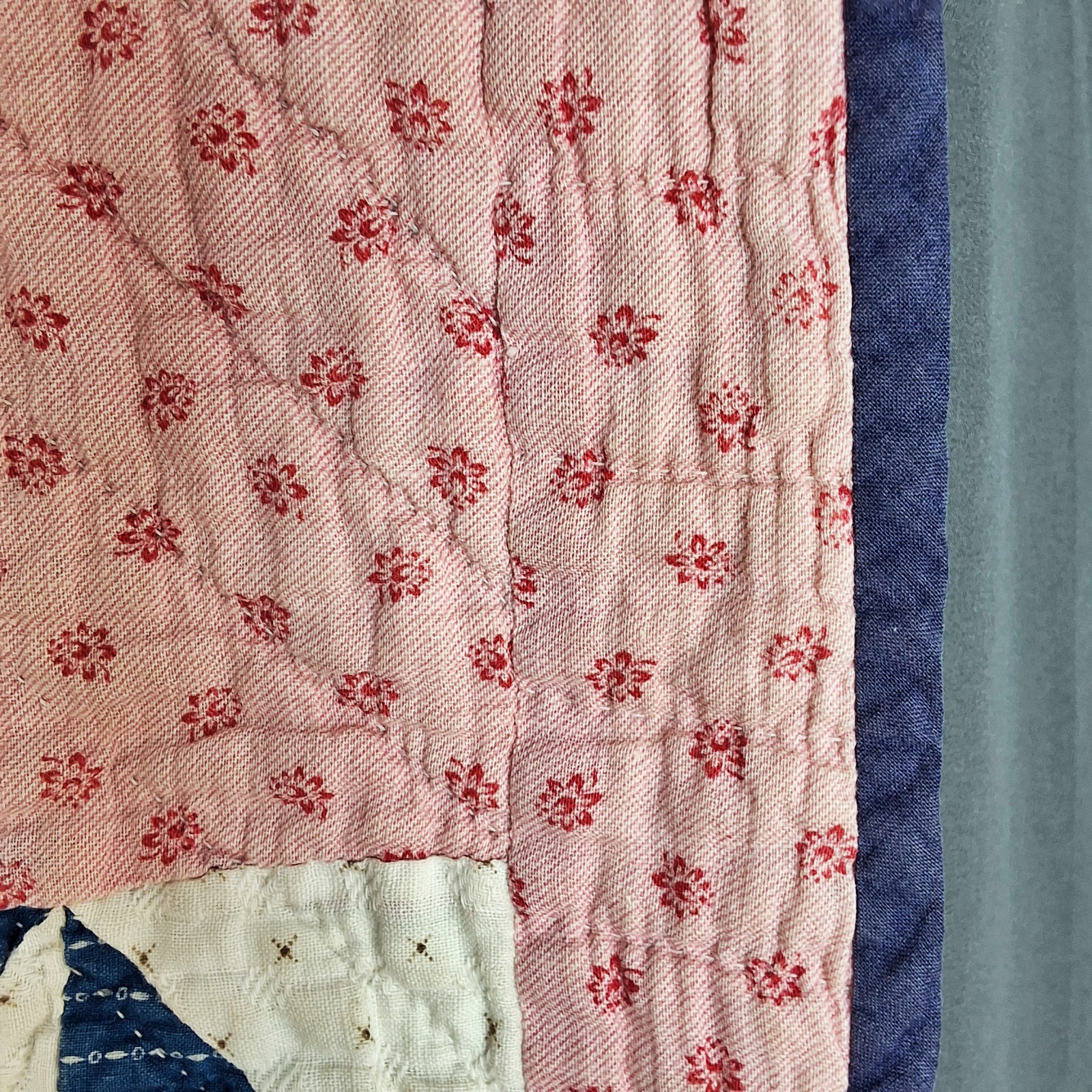 Antique c1900 Double Square 9 Patch Quilt