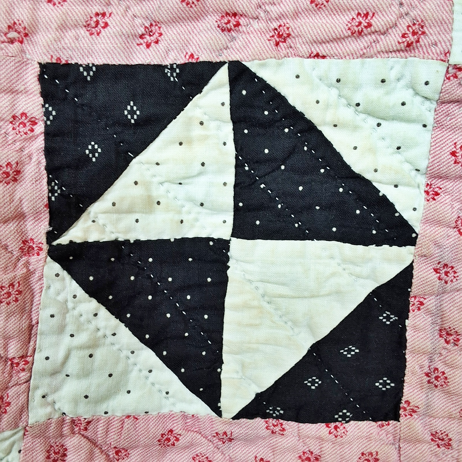 Antique c1900 Double Square 9 Patch Quilt